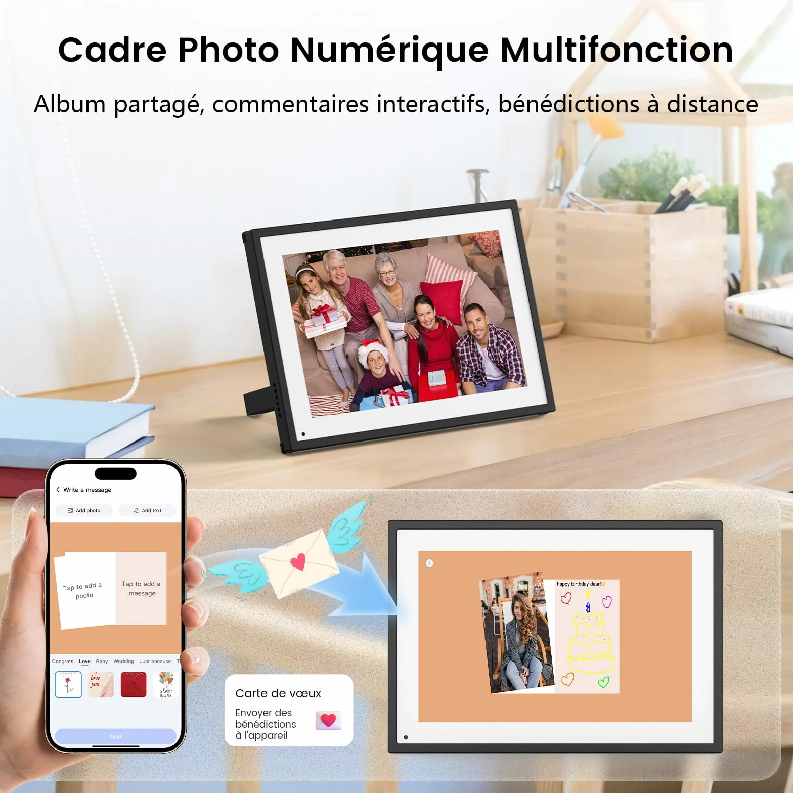 NEWYES 2026 Calendrier Numérique de Bureau 10,1" - Tableau Organisation Famille/Individuel & Cadre Numérique Wi-Fi Sync Écran Tactile Intelligent pour Semaine Enfant/Repas/Agenda/Apprentissage