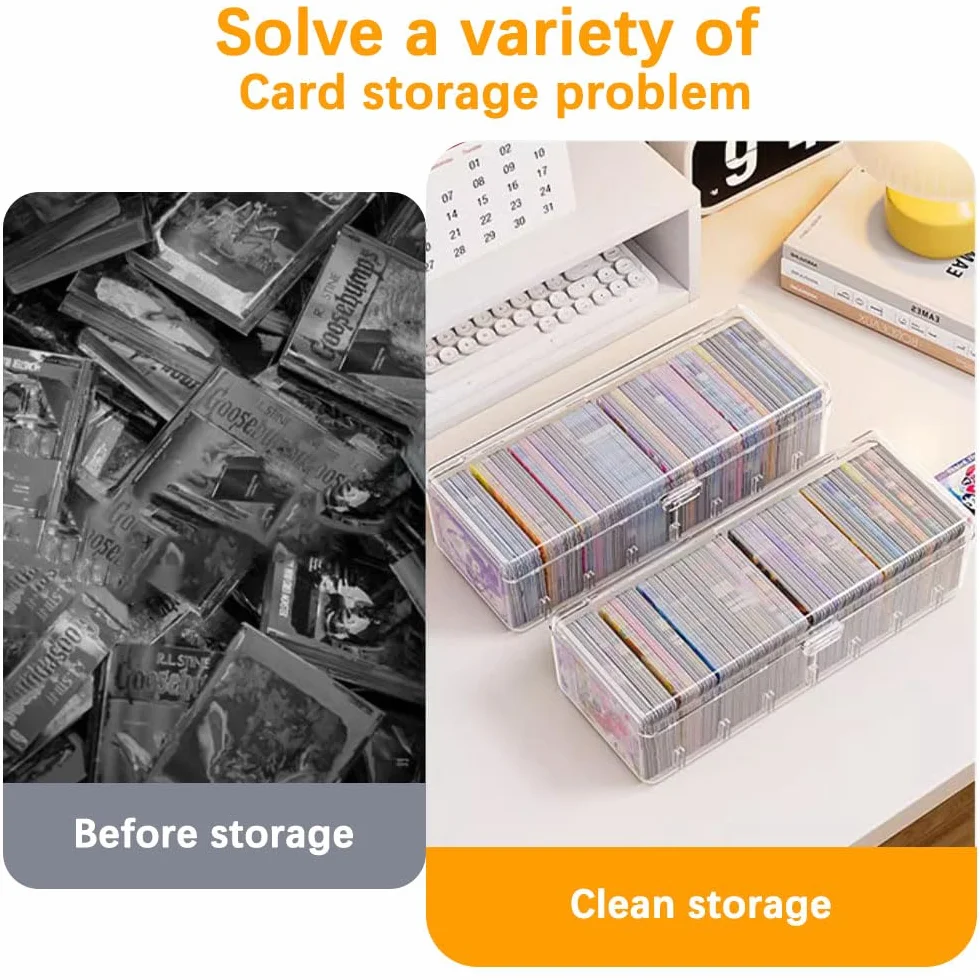 Organiseur Transparent avec Diviseurs Amovibles pour Cartes de Révision - 24,8 x 10 x 7,5 cm