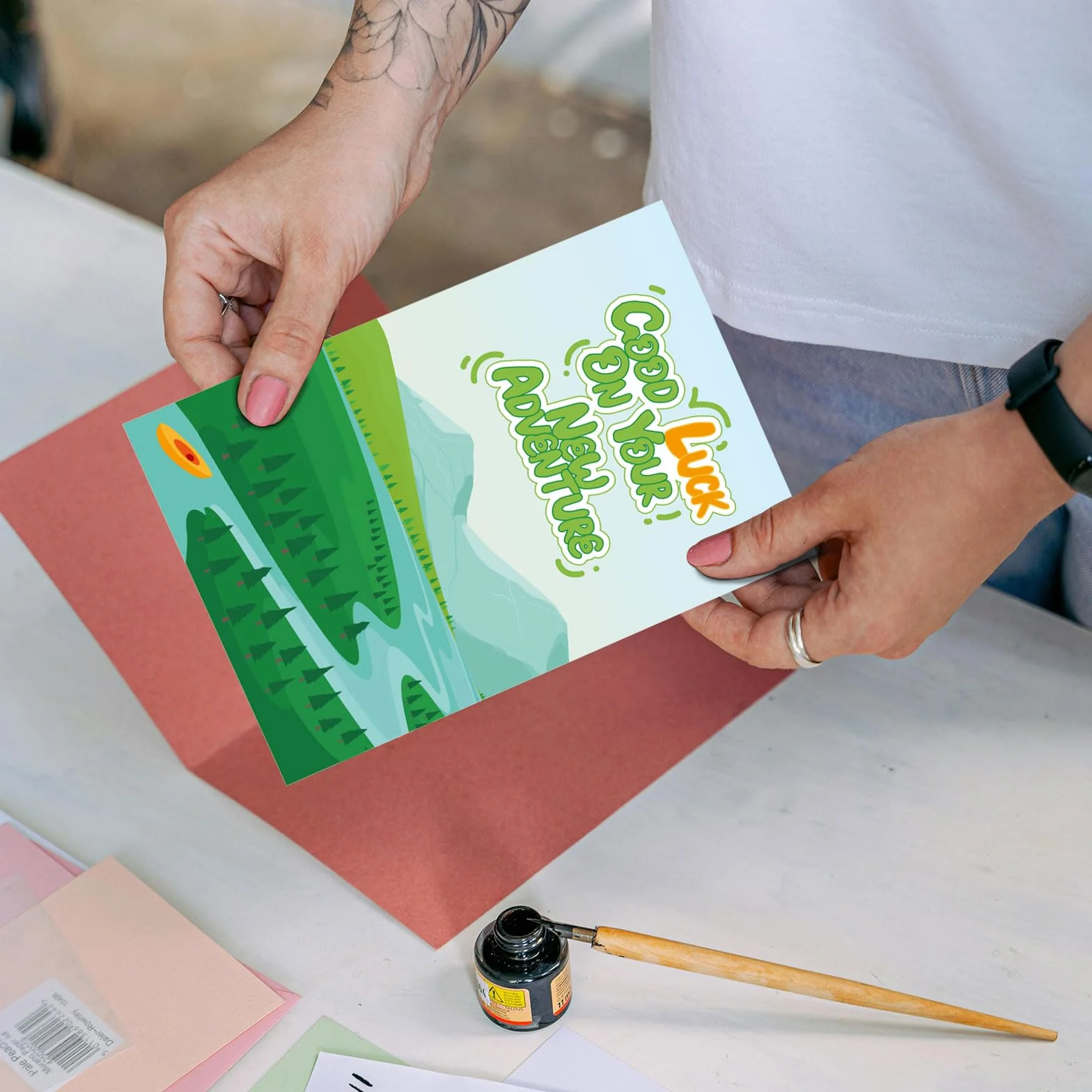 Gosknor Cartes d'Adieu pour Collègues 24x18cm Bonne Chance Carte avec Enveloppe