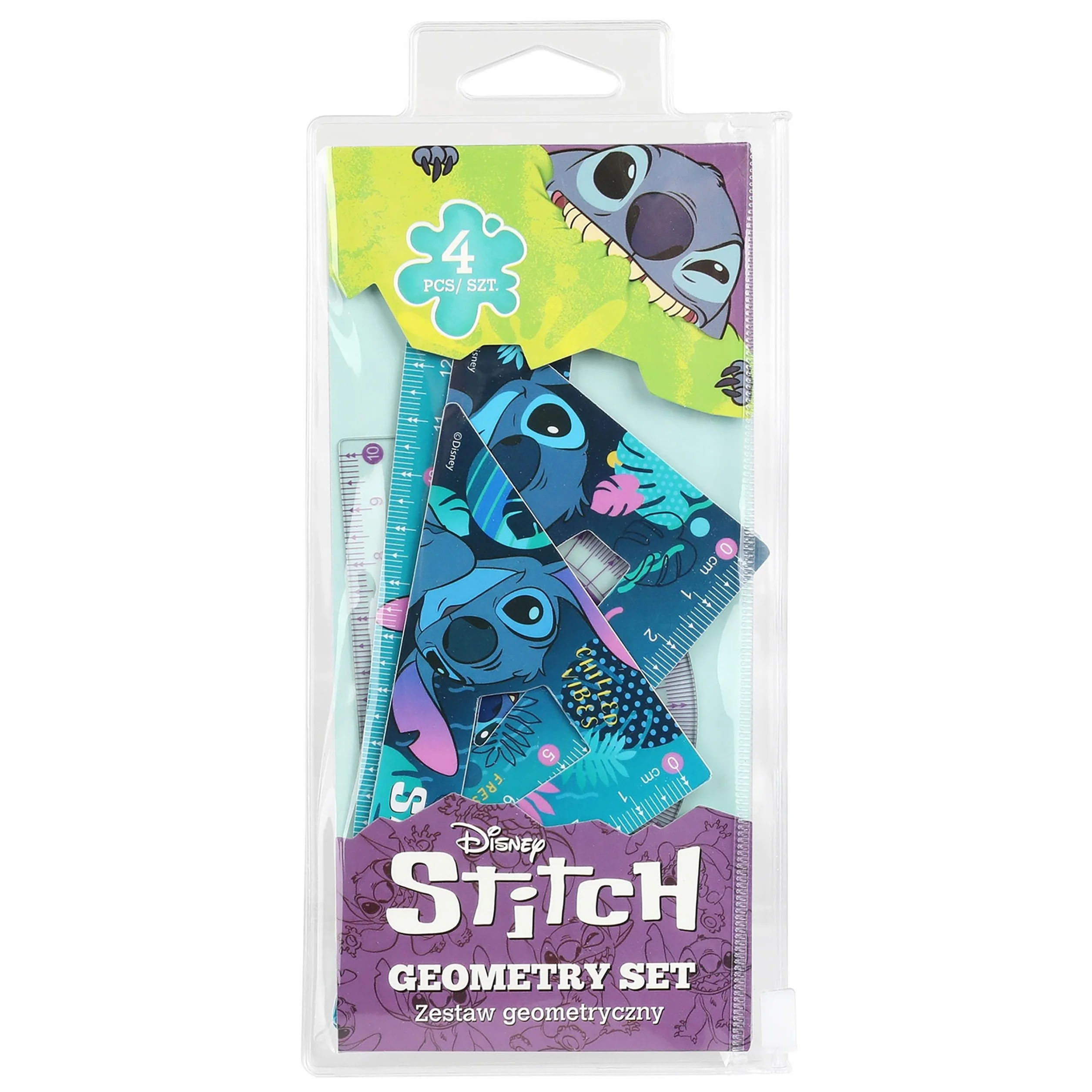 Disney Stitch Set de Fournitures Scolaires, ustensiles géométriques