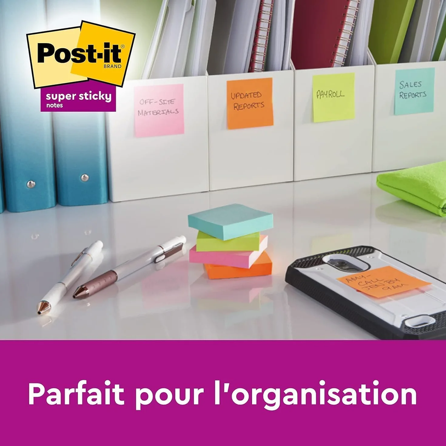 Post-it Super Sticky Notes, Carnival Colors, 6-Pack, 90 Sheets per Pad, 76 mm x 127 mm, Assorted