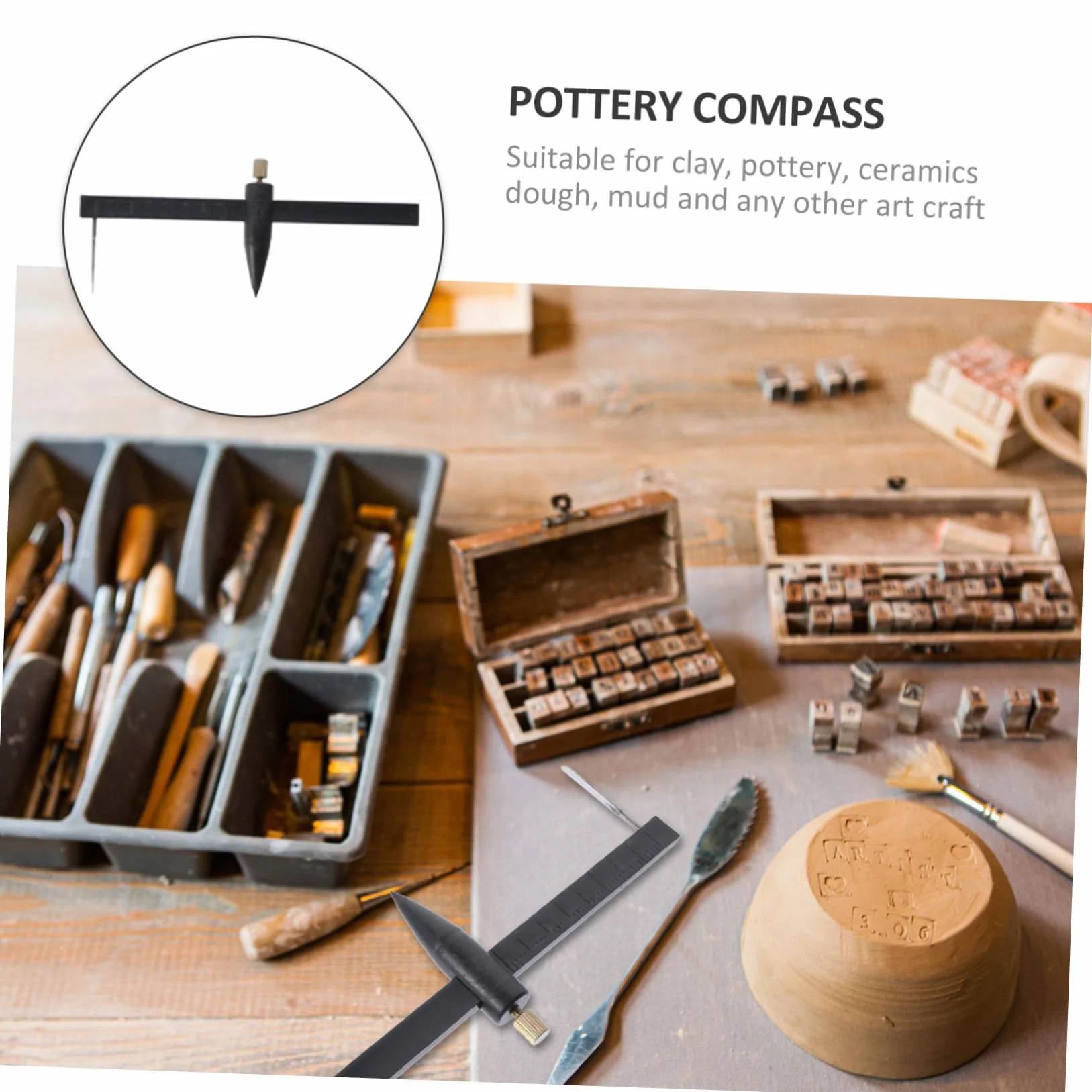 Mobestech Compas de Poterie Inoxydable Coupe-Cercle Précis pour Argile et Modelage