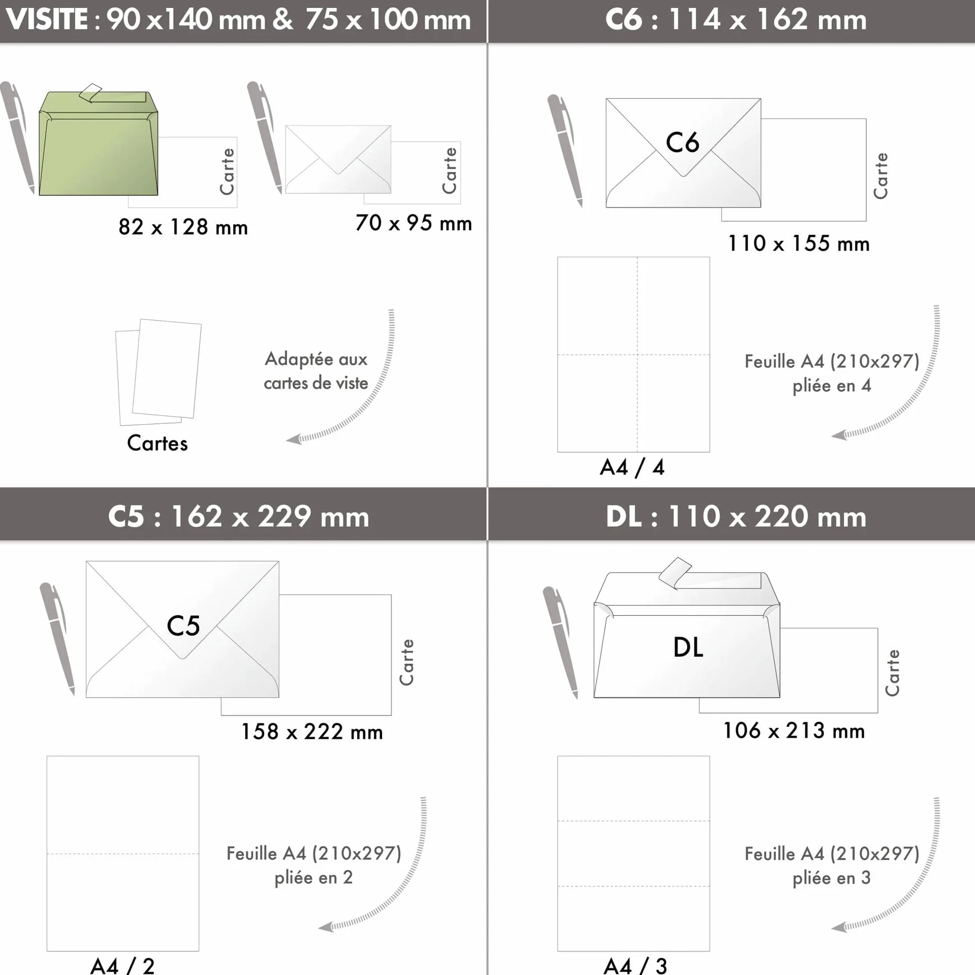 Clairefontaine Enveloppes Auto-Adhésives 9x14cm 120g/m² Rose Pollen Papier Premium Lisse