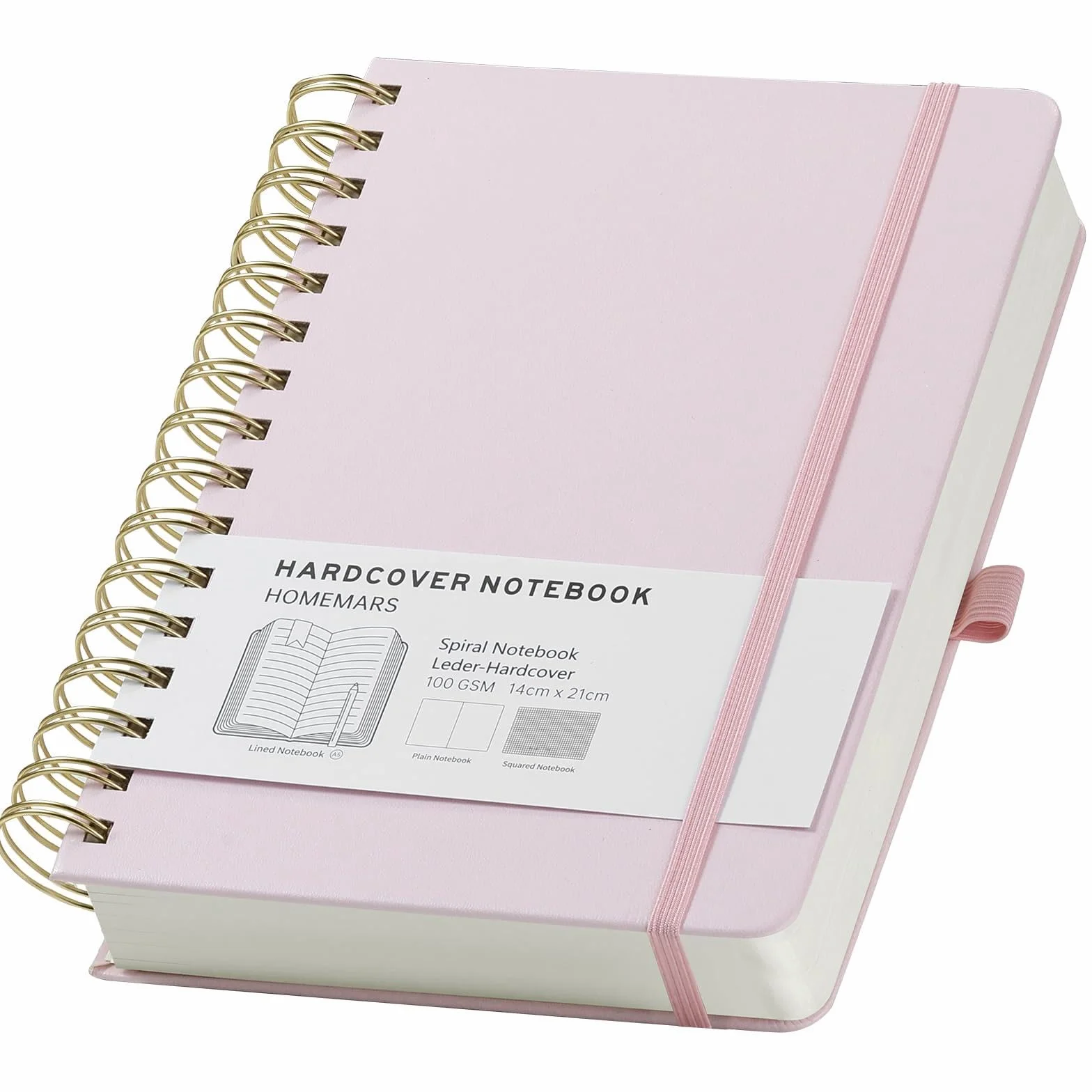 Cahier A5 Spirale Ligné 240 Pages 100 g/m² Cuir Rose HOMEMARS