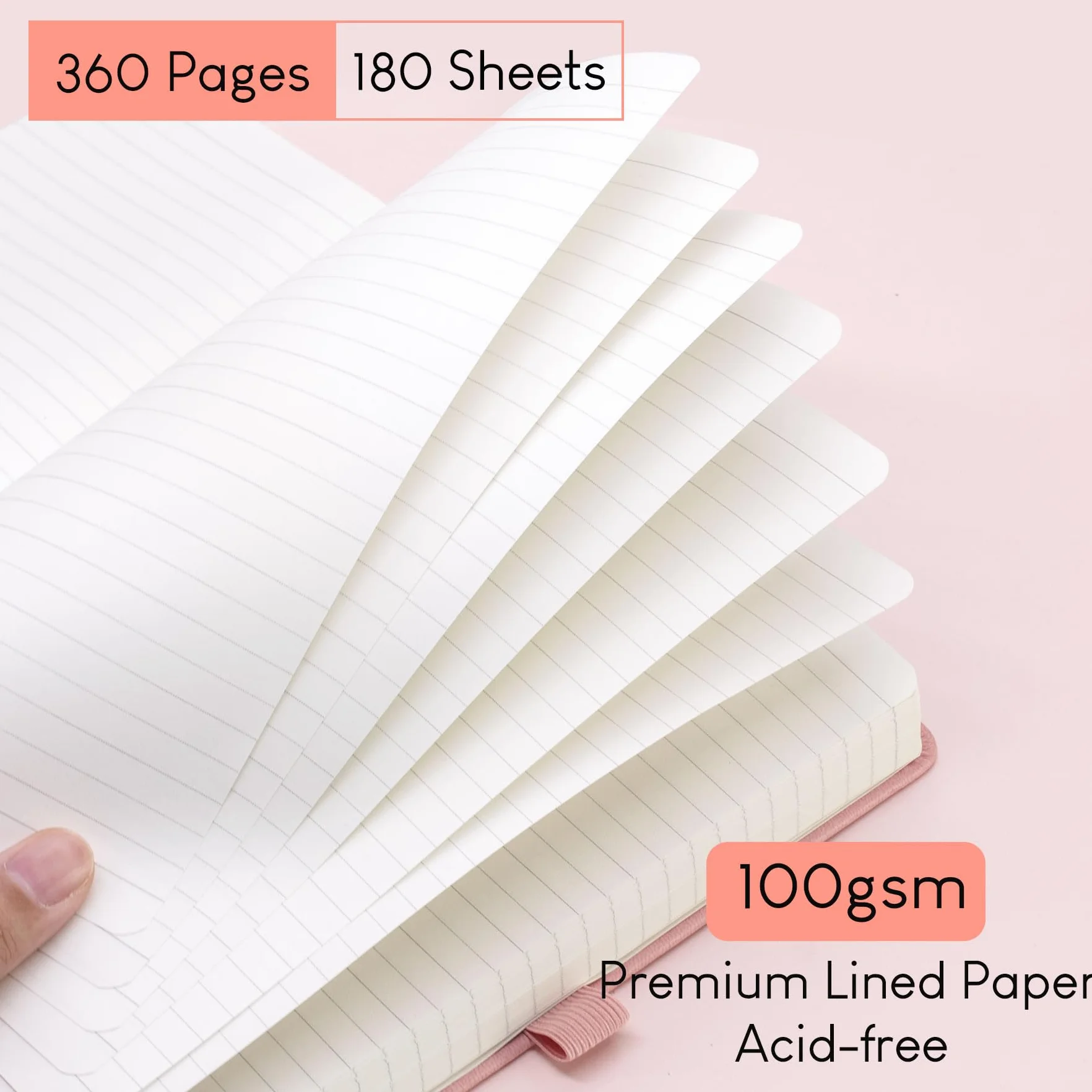 STATIONERY ISLAND A5 Carnet de Notes Ligné Épais 360 Pages Couverture Rigide 100gsm