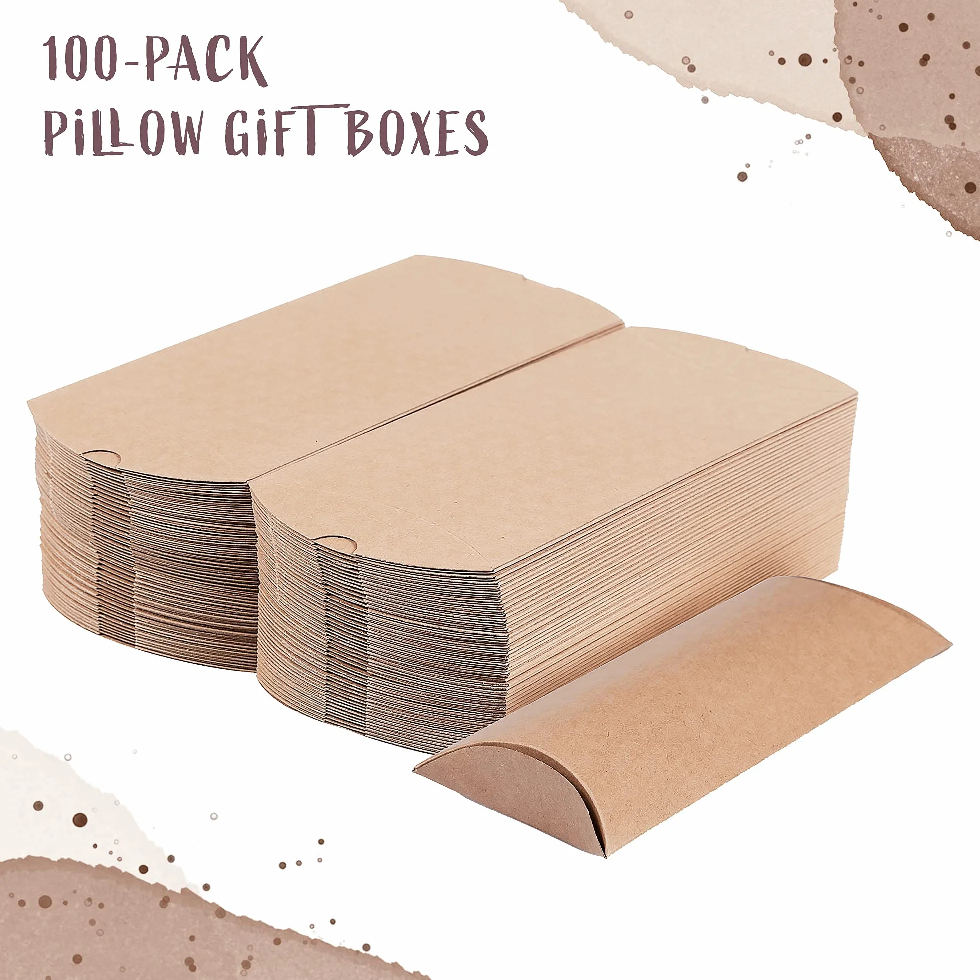 MATICAN 100-Pack Boîtes-Cadeaux en Forme de Coussin en Kraft 19x9,4x3 cm