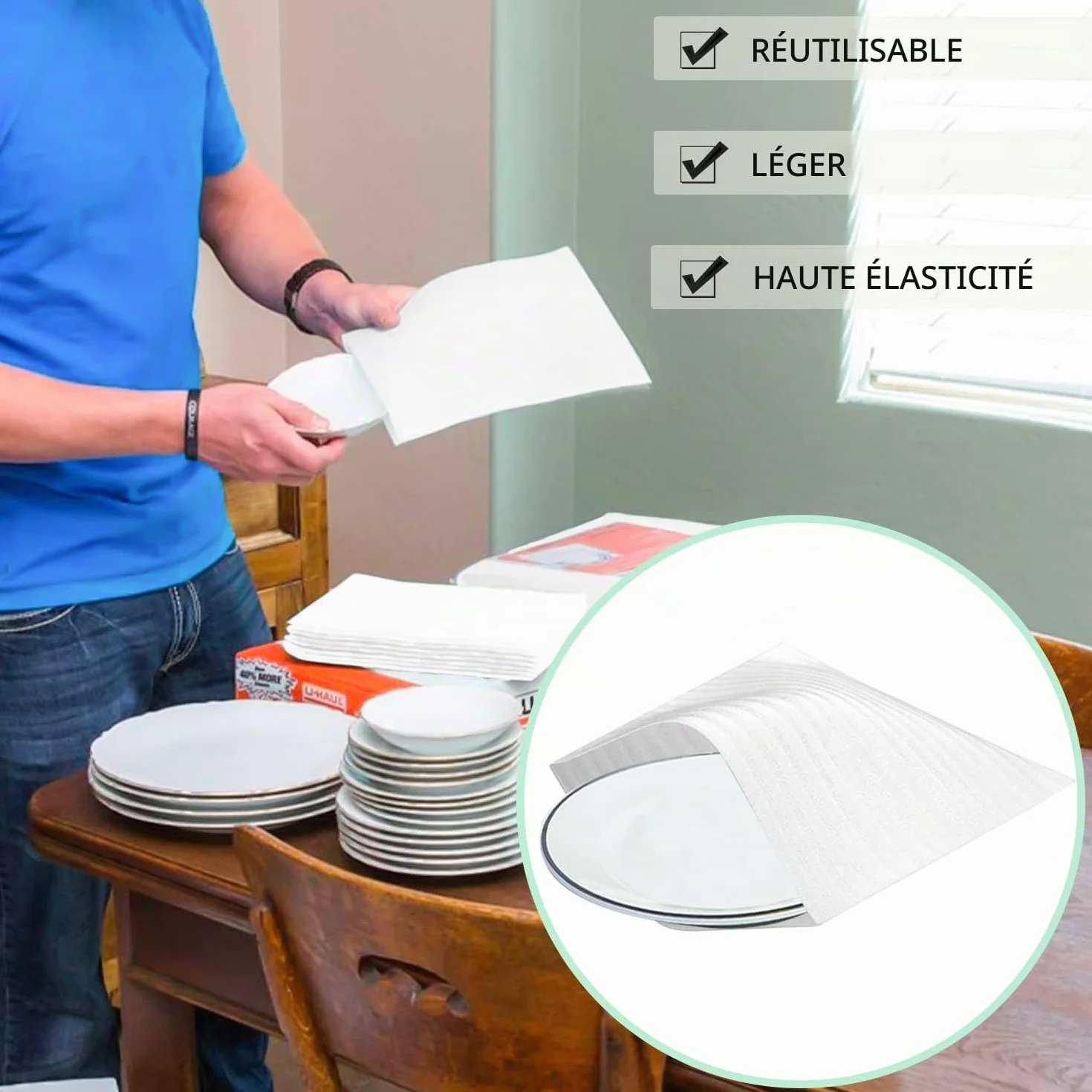 Feuilles Mousse Papier Bulle Déménagement Carton Vaisselle Verres Plats Assiettes 100PCS