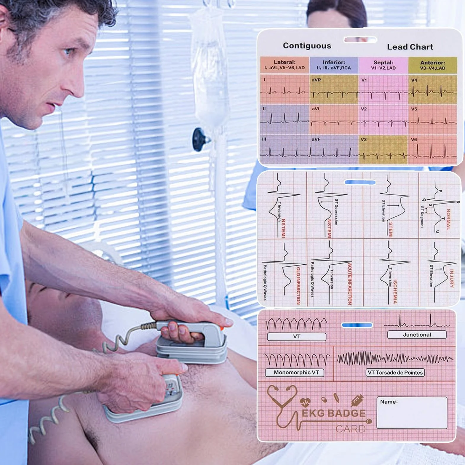 Carnet d'interprétation ECG - Carte de poche ECG, 3 accessoires pour clinique
