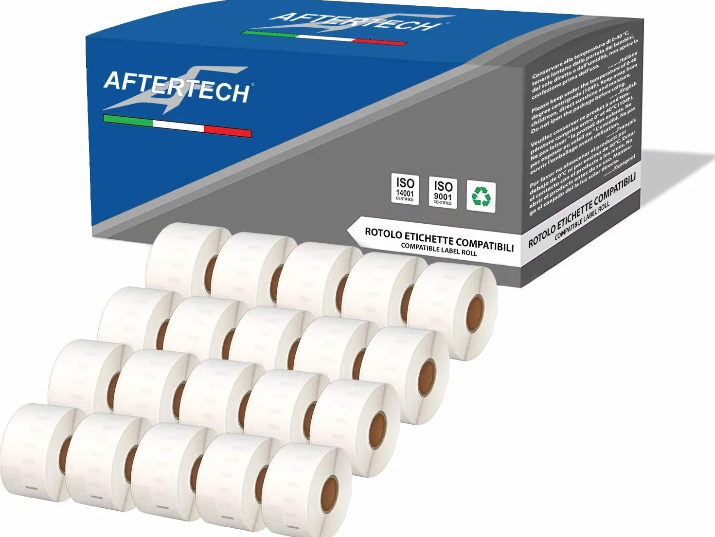 Aftertech Rouleaux d'étiquettes adhésives compatibles 36x89mm 260 étiquettes pour Dymo LabelWriter