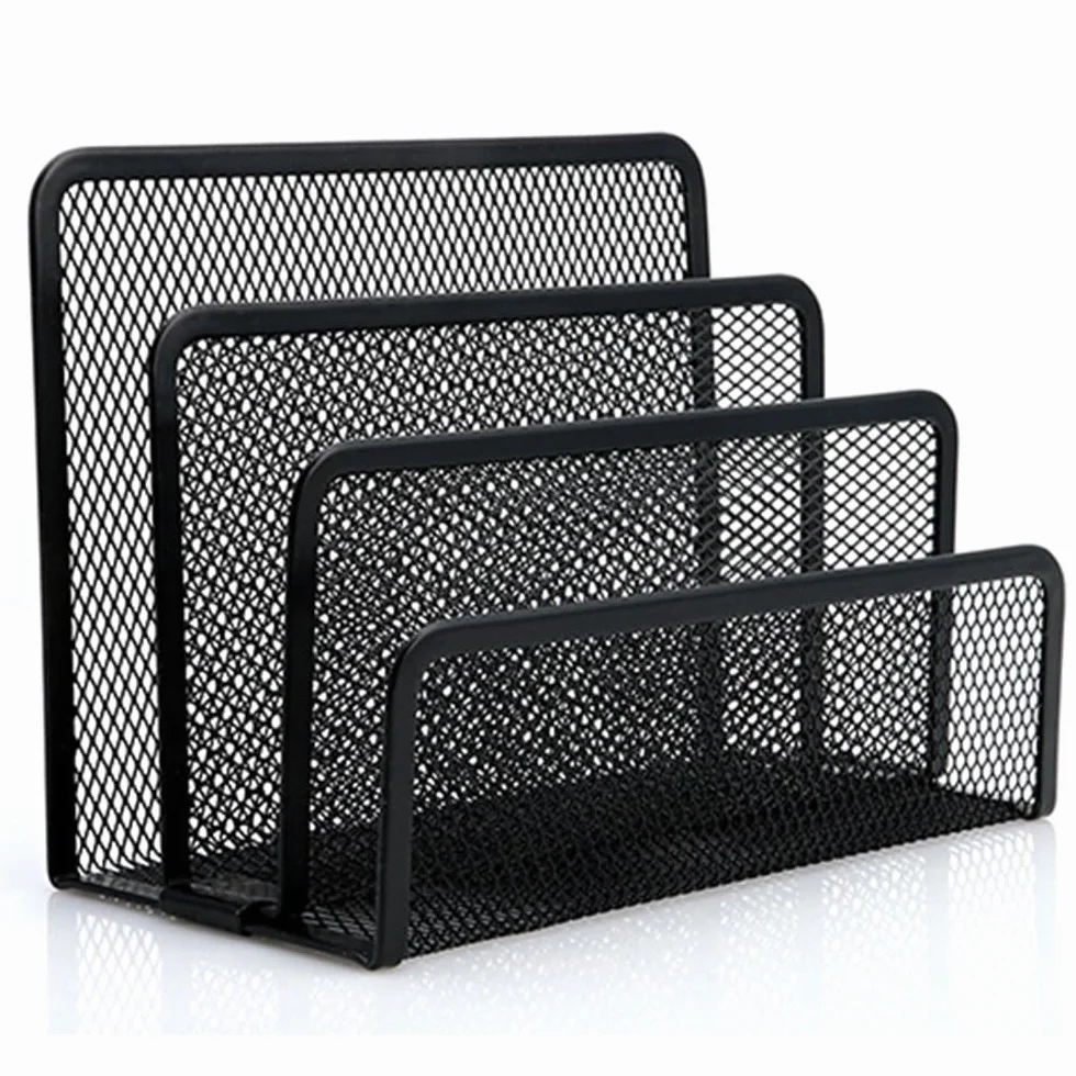 Porte-courrier en maille métallique verticale 3 compartiments