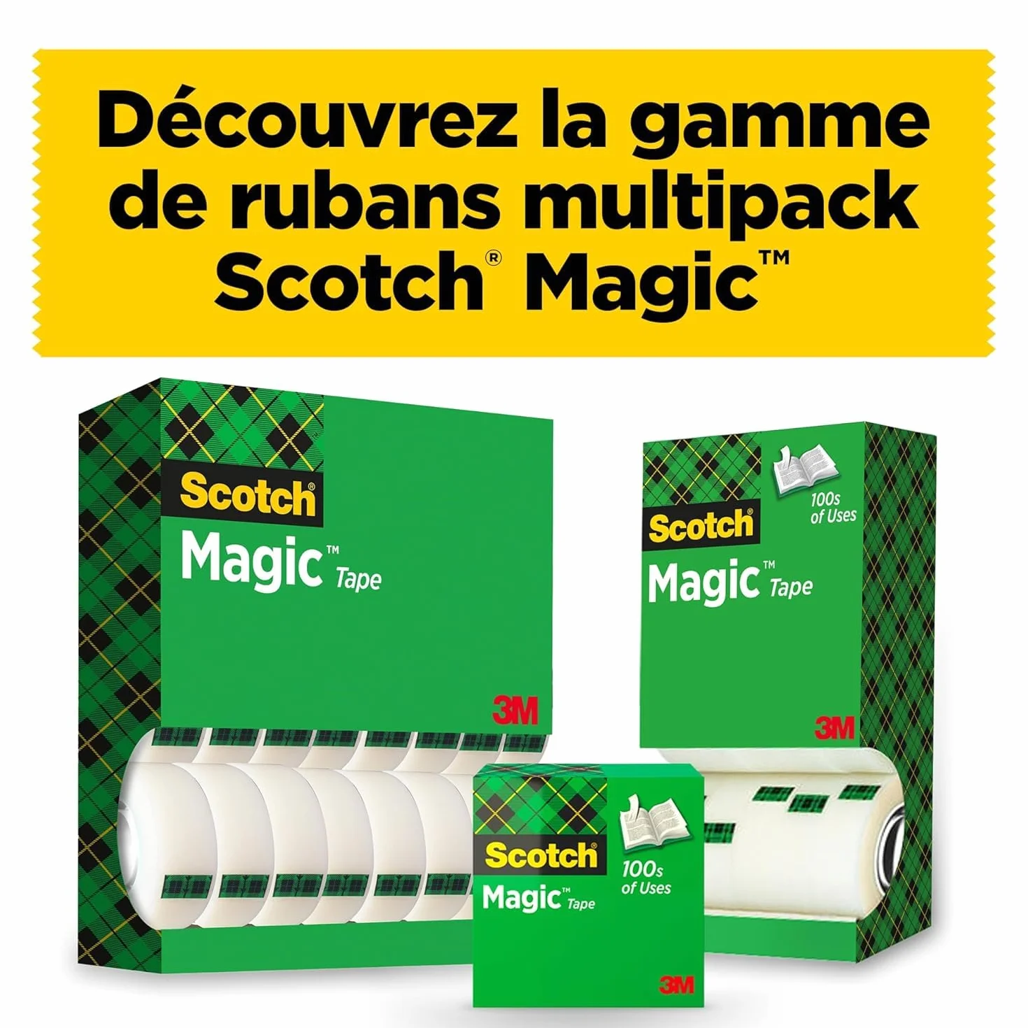 Scotch Magic Tape Dévidoir + Ruban Invisible 19 mm x 38 m 1 Rouleau