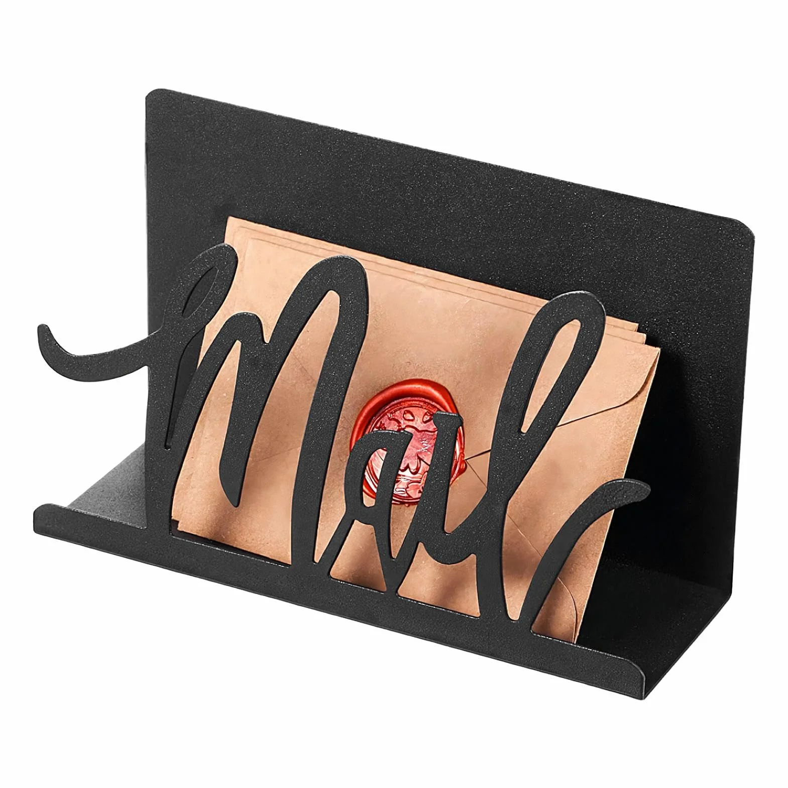 Organiseur de courrier noir métal porte-lettres bureau rangé emplacements enveloppes
