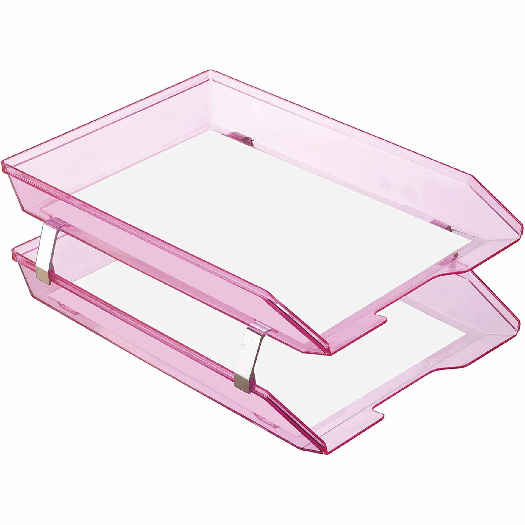 Acrimet Facility Bac à Courrier 2 Niveaux Charge Frontal A4 Organiseur Bureau Plastique Rose Clair