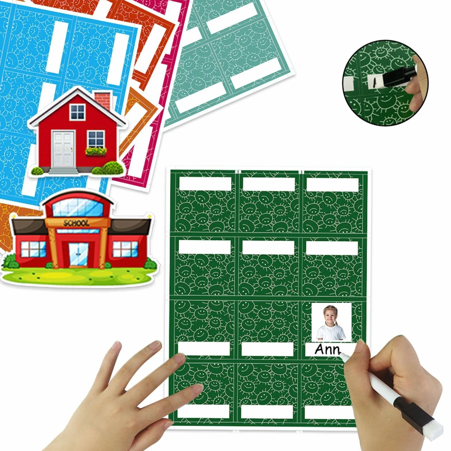 Tableau de Présence 74 Cartes Photos Enfichables Salle de Classe Accessoires