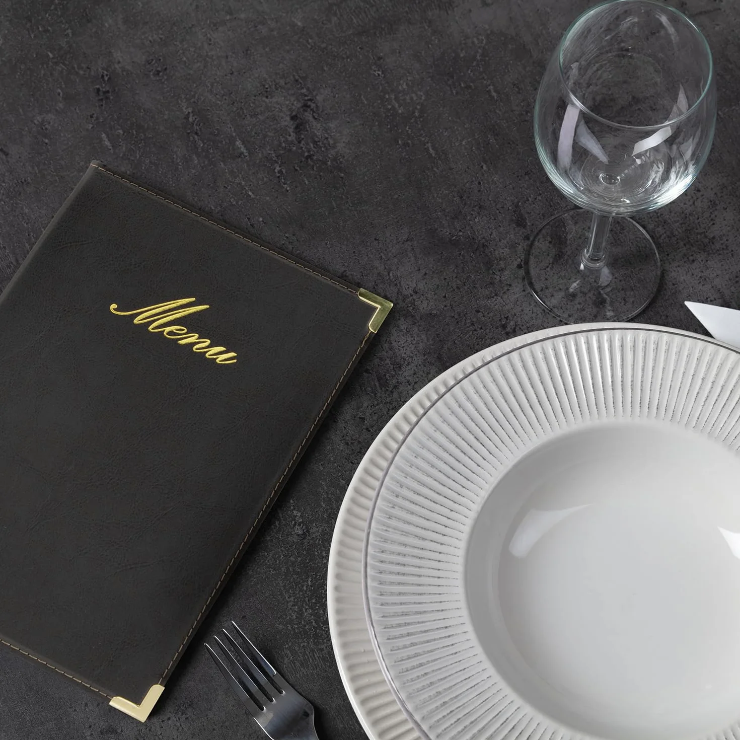 SECURIT Carte Menu Gamme Classique A5 Noir 1 Insert Double 4 Pages