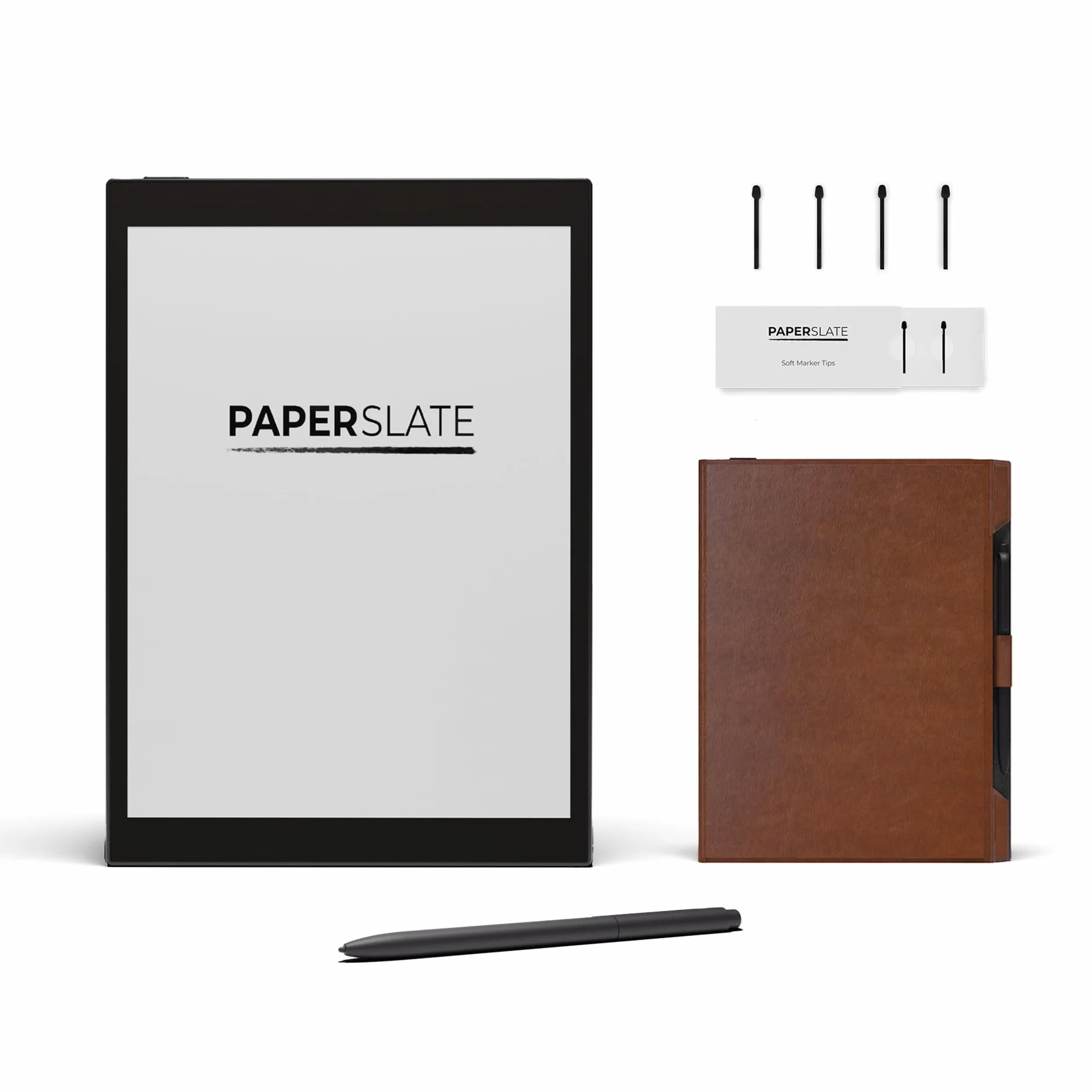 Bloc Notes Numérique Étanche Paperslate Pro + Couverture Brune + 4 Mines - Tablette Papier Eink