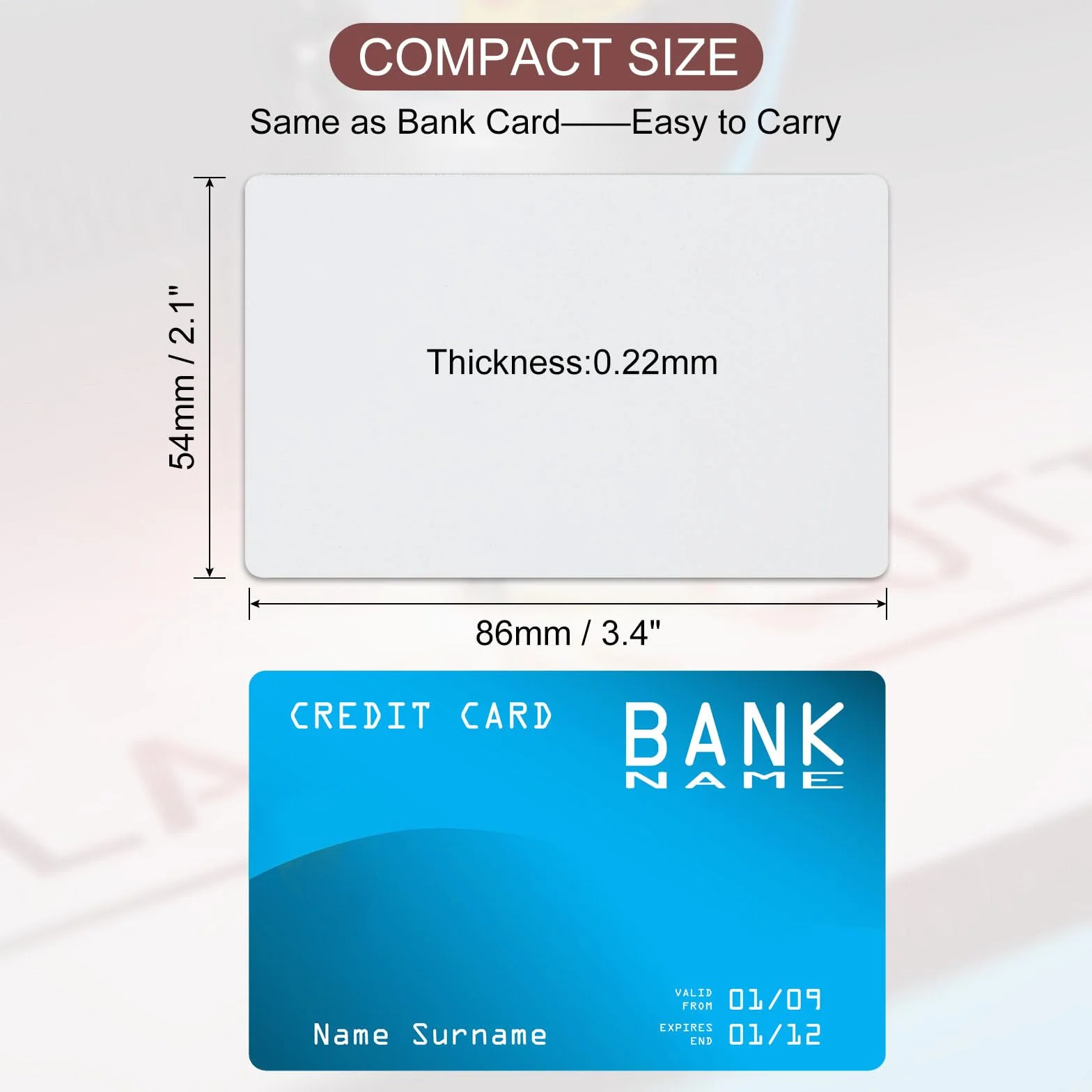 PATIKIL 100 Cartes De Visite Métal Sublimation 0,22 mm 86x54 mm Aluminium Imprimables Blanc Argentée