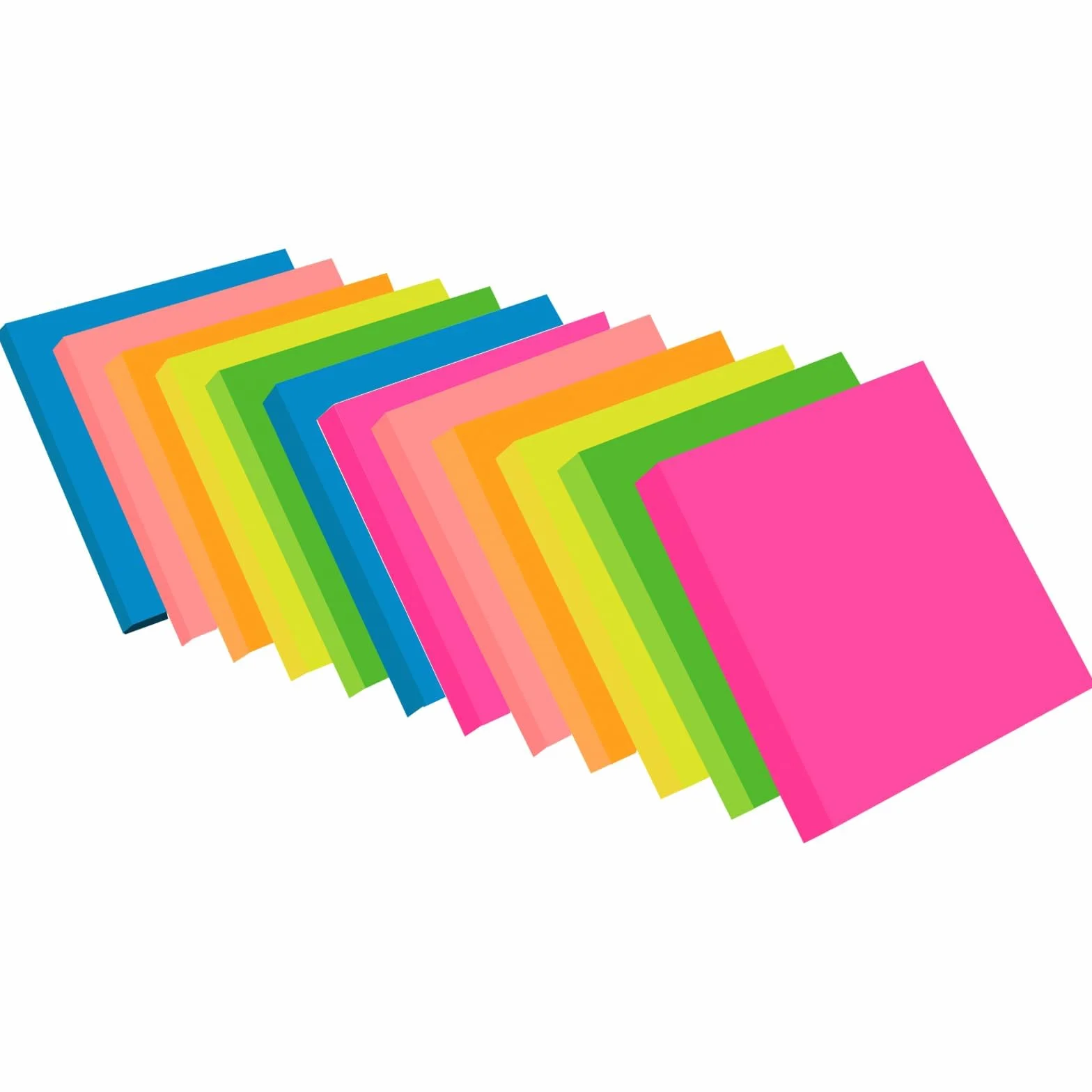 Notes Sticky 1200 Feuillets 6 Couleurs Vives 76 x 76 mm Lot de 12 Blocs - Note Autocollante