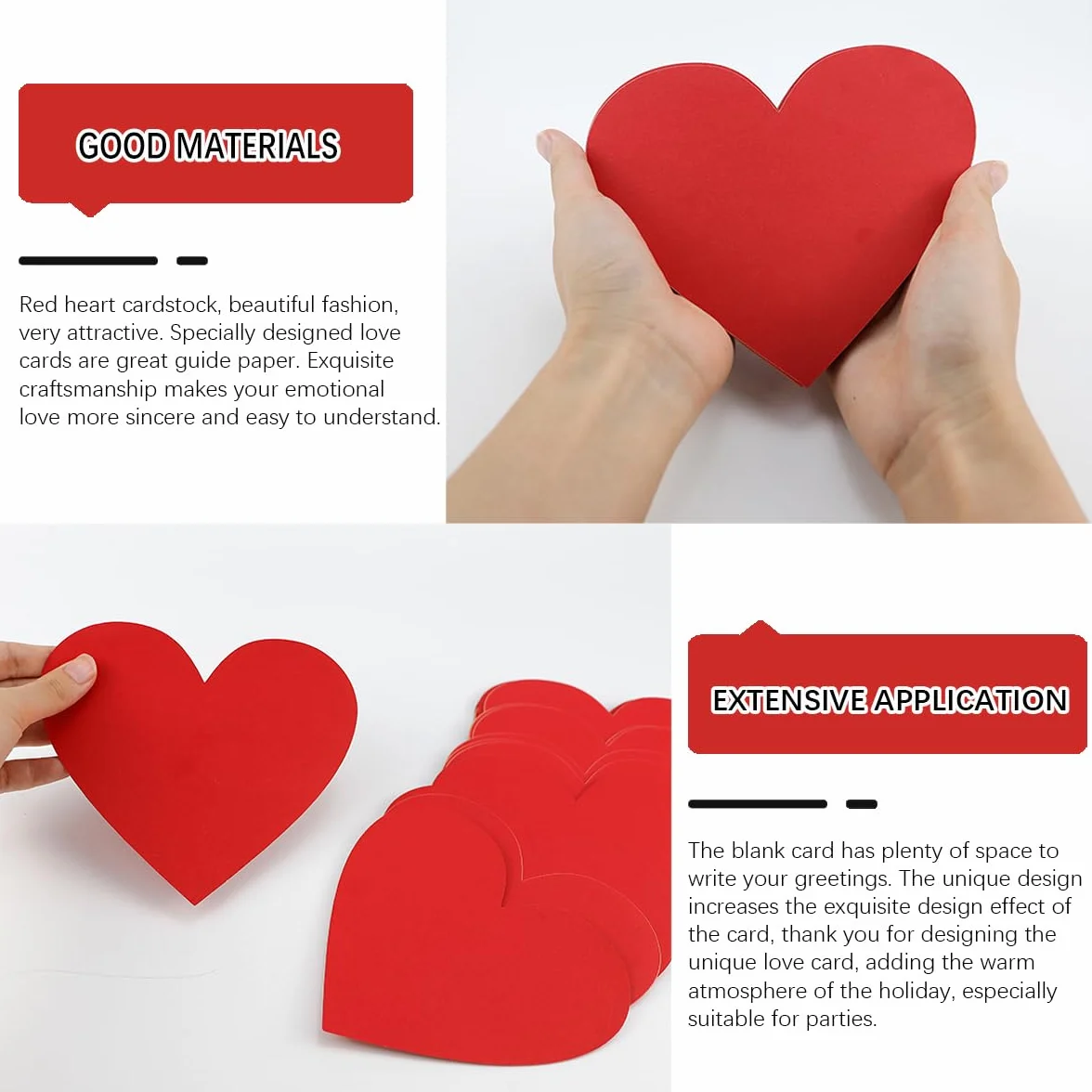 Cartes en papier en forme de cœur 15 cm Rouge Lot de 40 pour Saint-Valentin