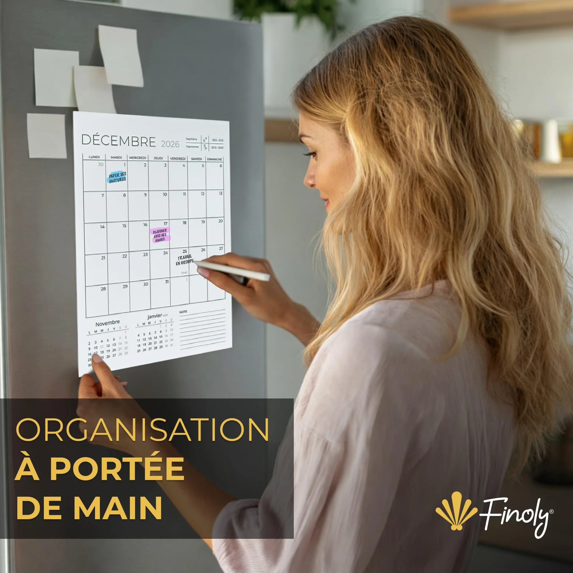 Calendrier Magnetique Frigo Vertical 2026-2027 18 Mois Français