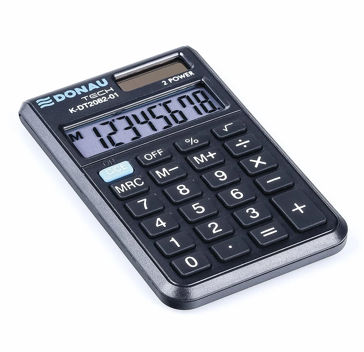 Calculatrice de Poche DONAU Tech K-DT2082-01 8 Chiffres Double Alimentation Design Compact Noir 97x60x11mm