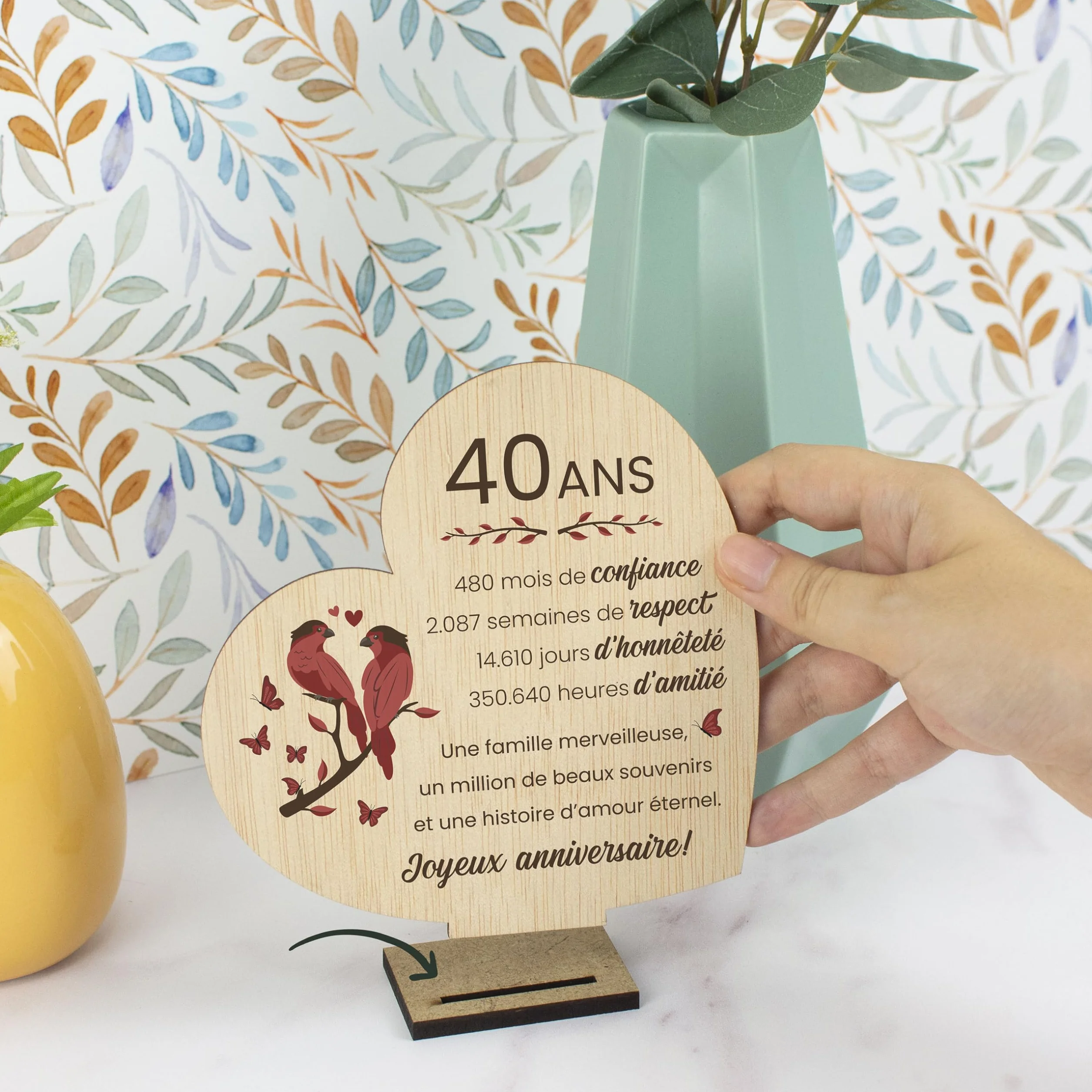 CONTRAXT Cadeau 40 Ans de Mariage Noces d'Émeraude Idée Originale pour 40ème Anniversaire