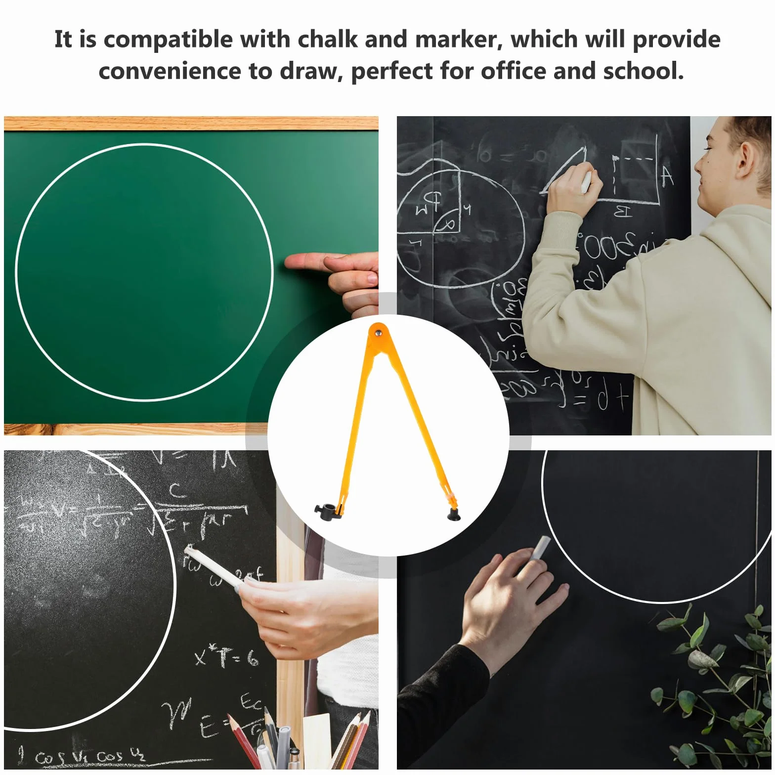 Operitacx Grand Compas Pédagogique 46cm Plastique Outil Dessin Mathématique Tableau Blanc