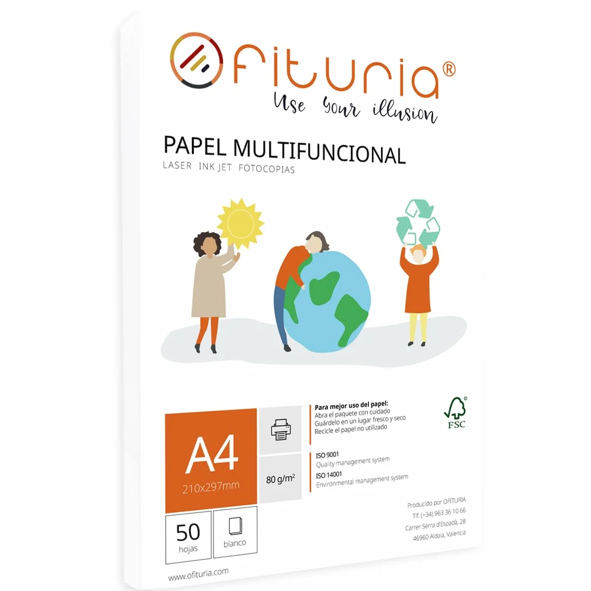 OFITURIA Papier A4 80 g 50 feuilles blanches multifonction pour imprimantes laser
