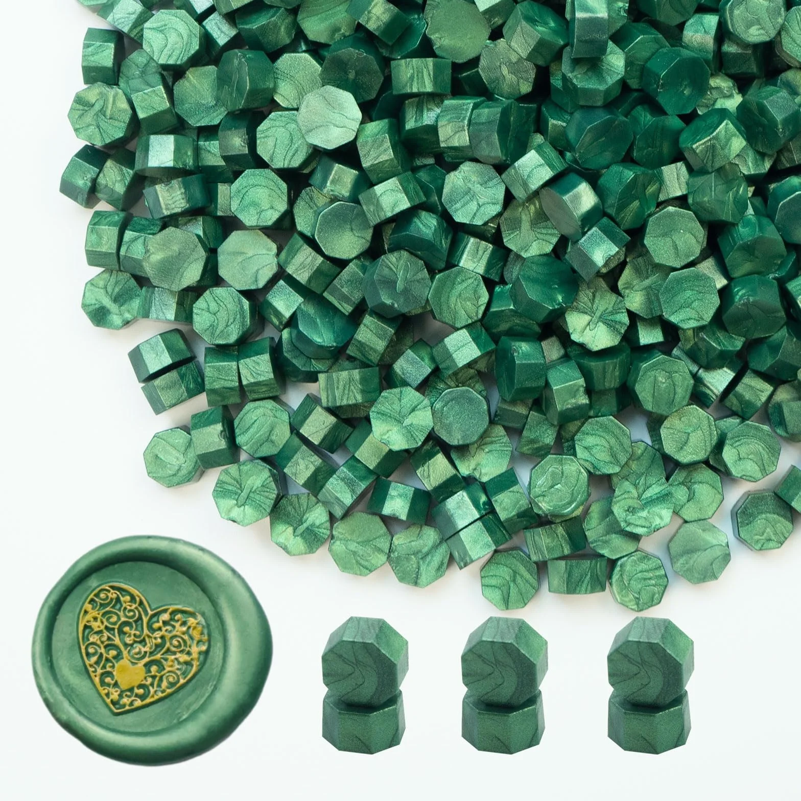 Ioggtser 500 PCS Perles de scellement en cire pour tampons de cire, fabrication de sceaux de cire (Pine Green)