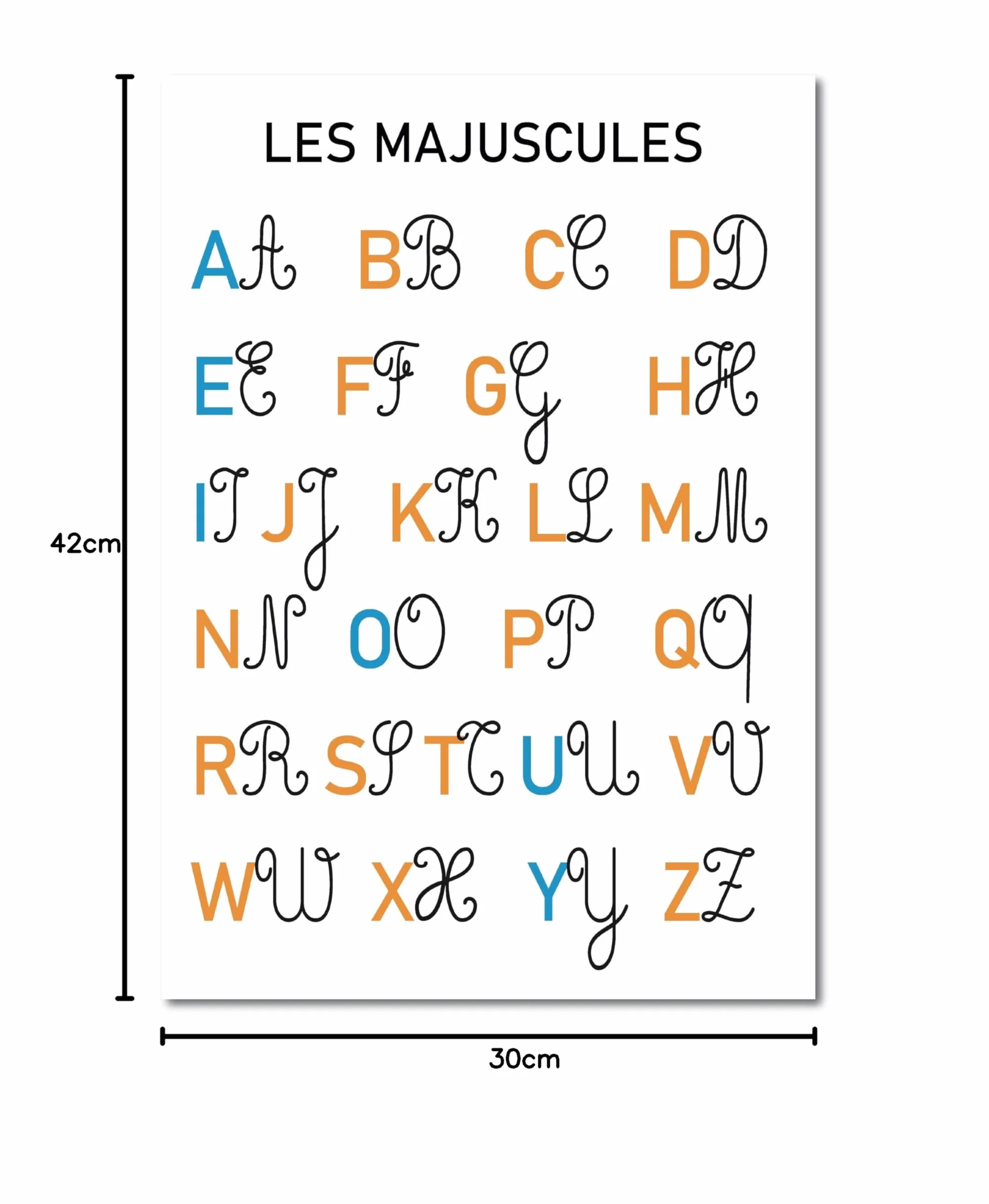 Affiches Pédagogiques A3 Alphabet Cursive Majuscules Minuscules Voyelles Consonnes Mois Saisons Posters Éducatifs Maternelle CP CE1