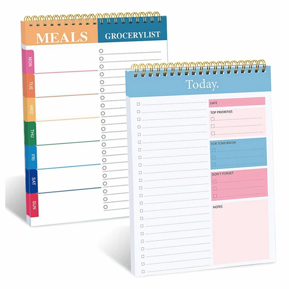 Planificateur de Tâches Bloc-Notes 2 Pièces, Carnet de Notes Papier, Organiseur de Productivité