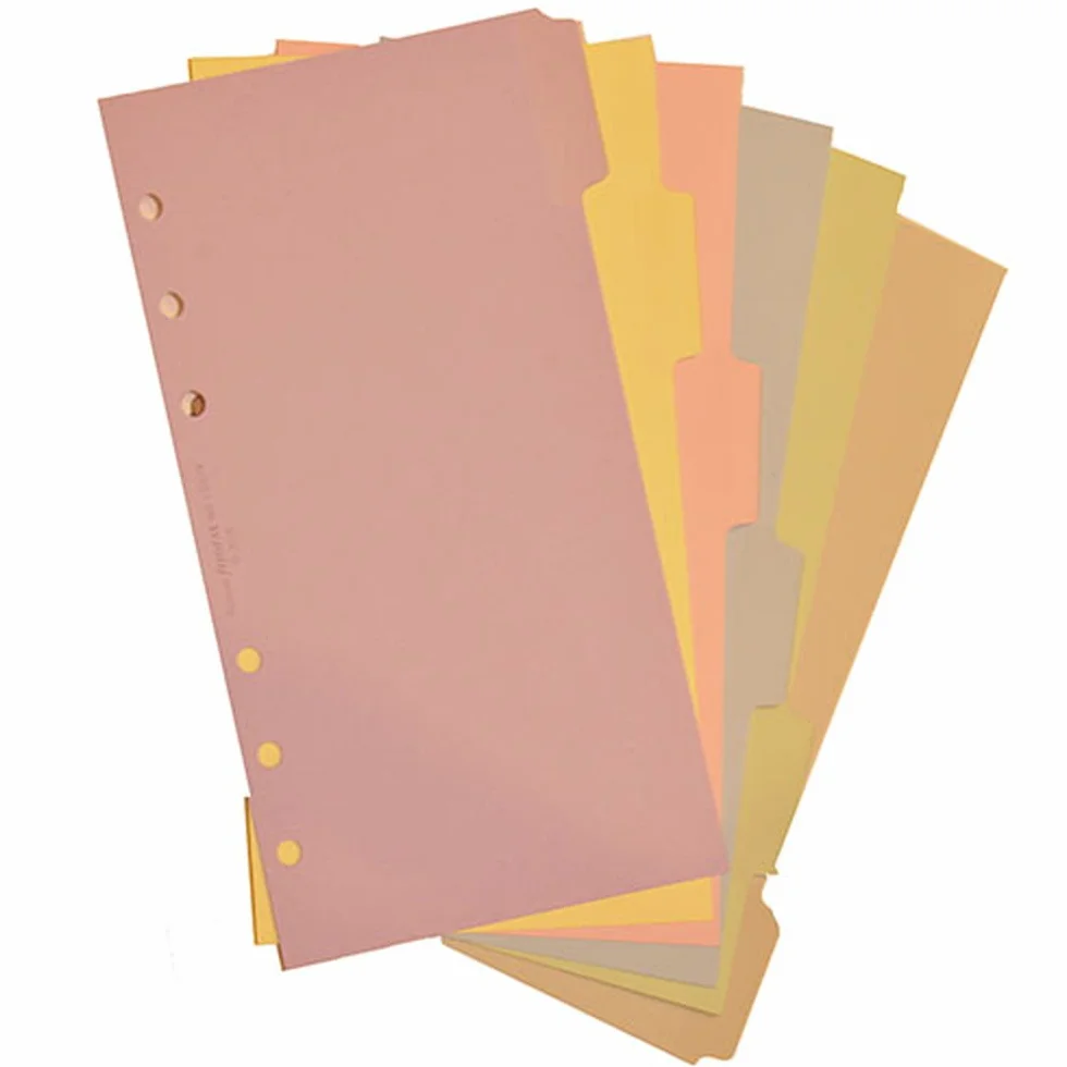 Onglets vierges pastel personnels 6 pièces