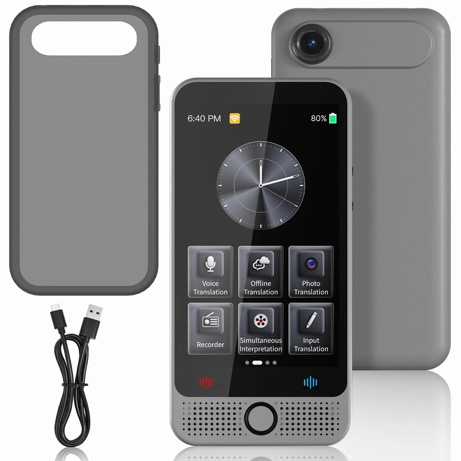 Traducteur Vocal Instantané Sans Connexion 142 Langues AI Translator Batterie 2000 mAh Gris
