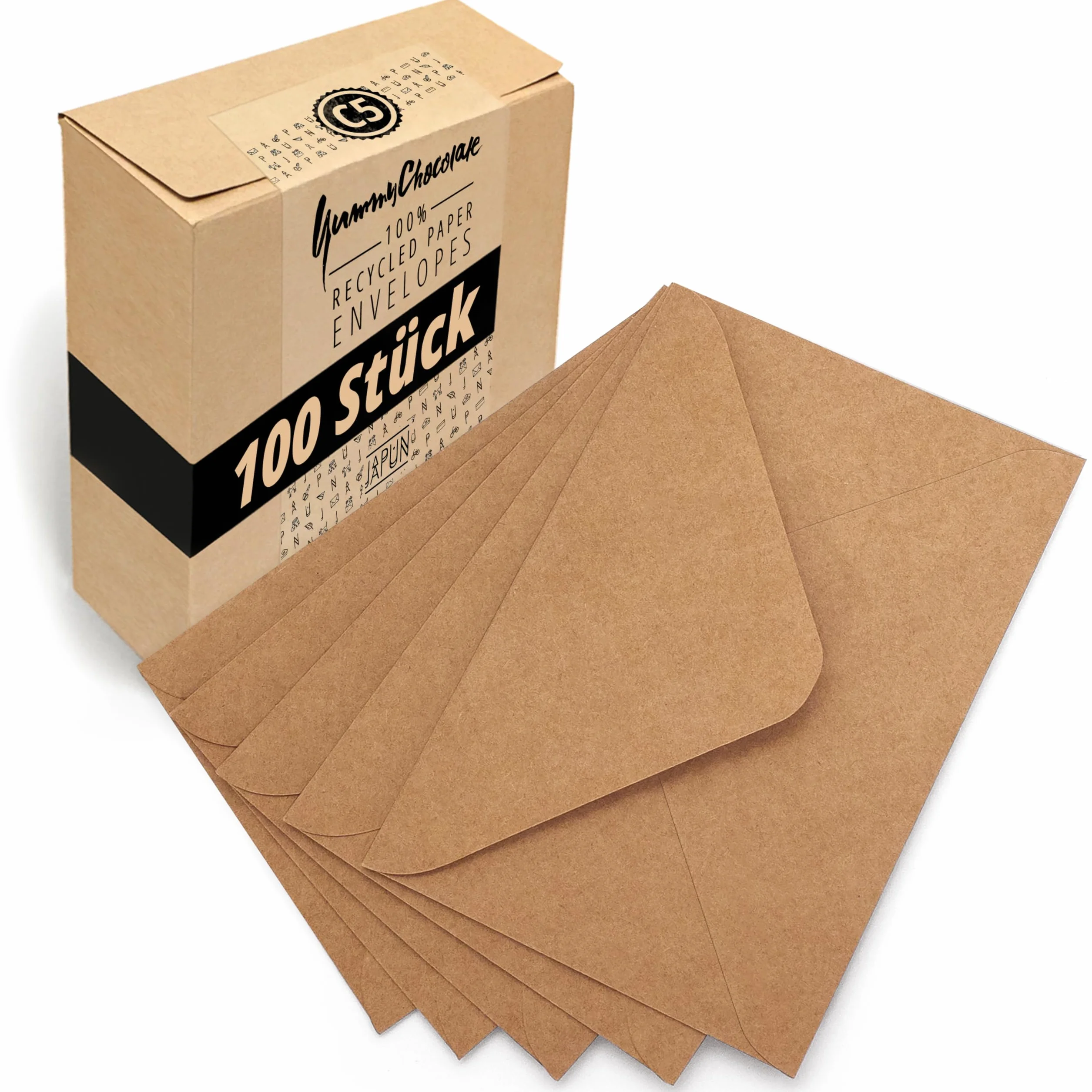 Enveloppes Kraft Vintage Marron Clair DIN C5 220x156 mm 100 Pièces