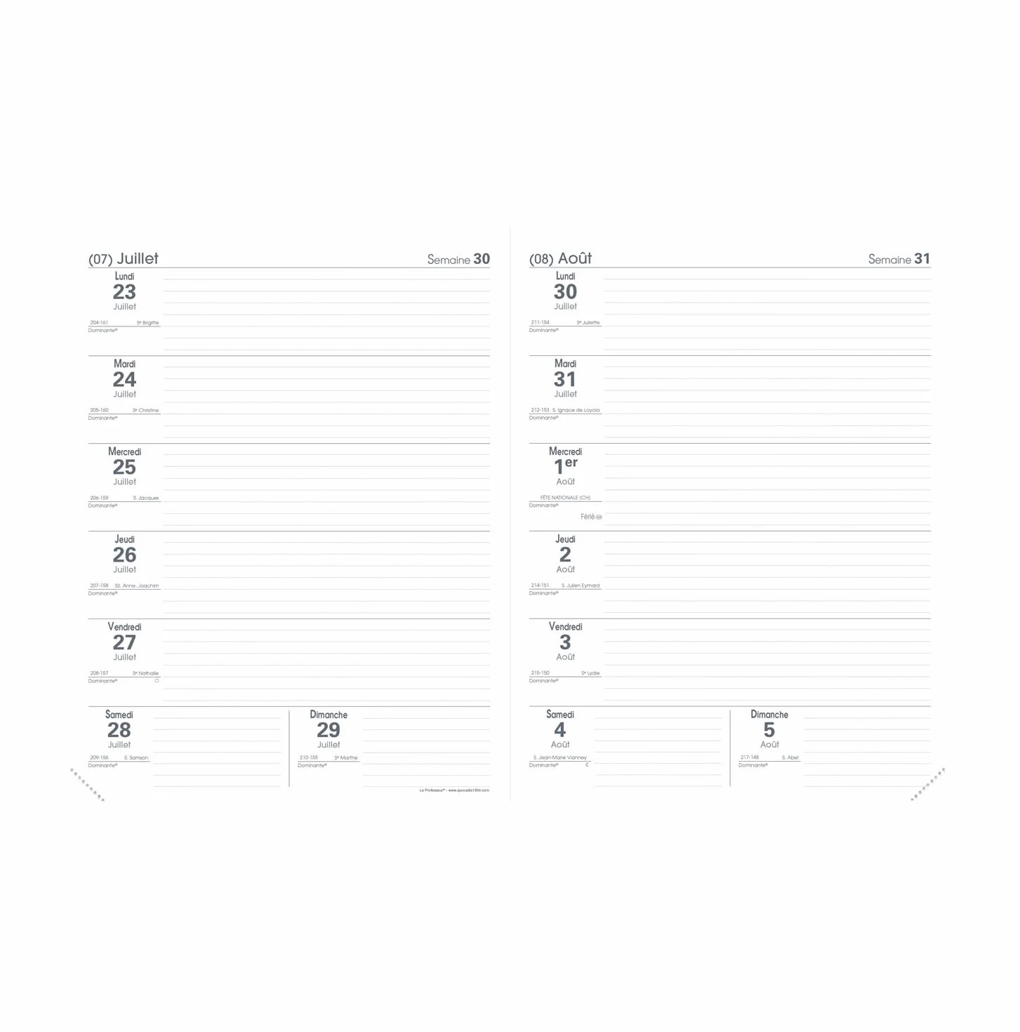 Quo Vadis Agenda Enseignant 2026-2027 Semainier Horizontal Français 21x27 cm