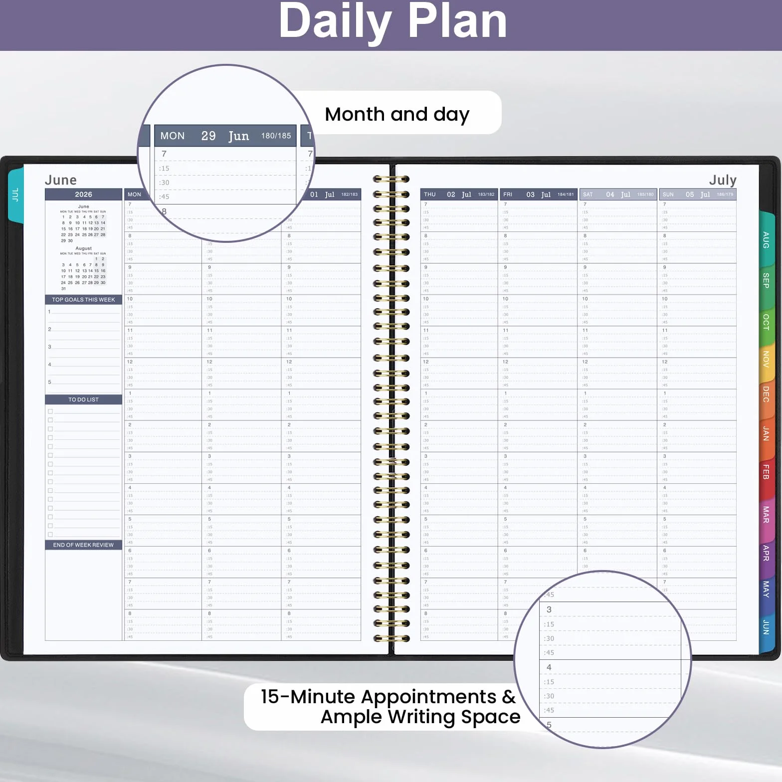 Agenda Scolaire 2026-2027 15 Minutes 21,8 x 29 cm Couverture Cuir Synthétique
