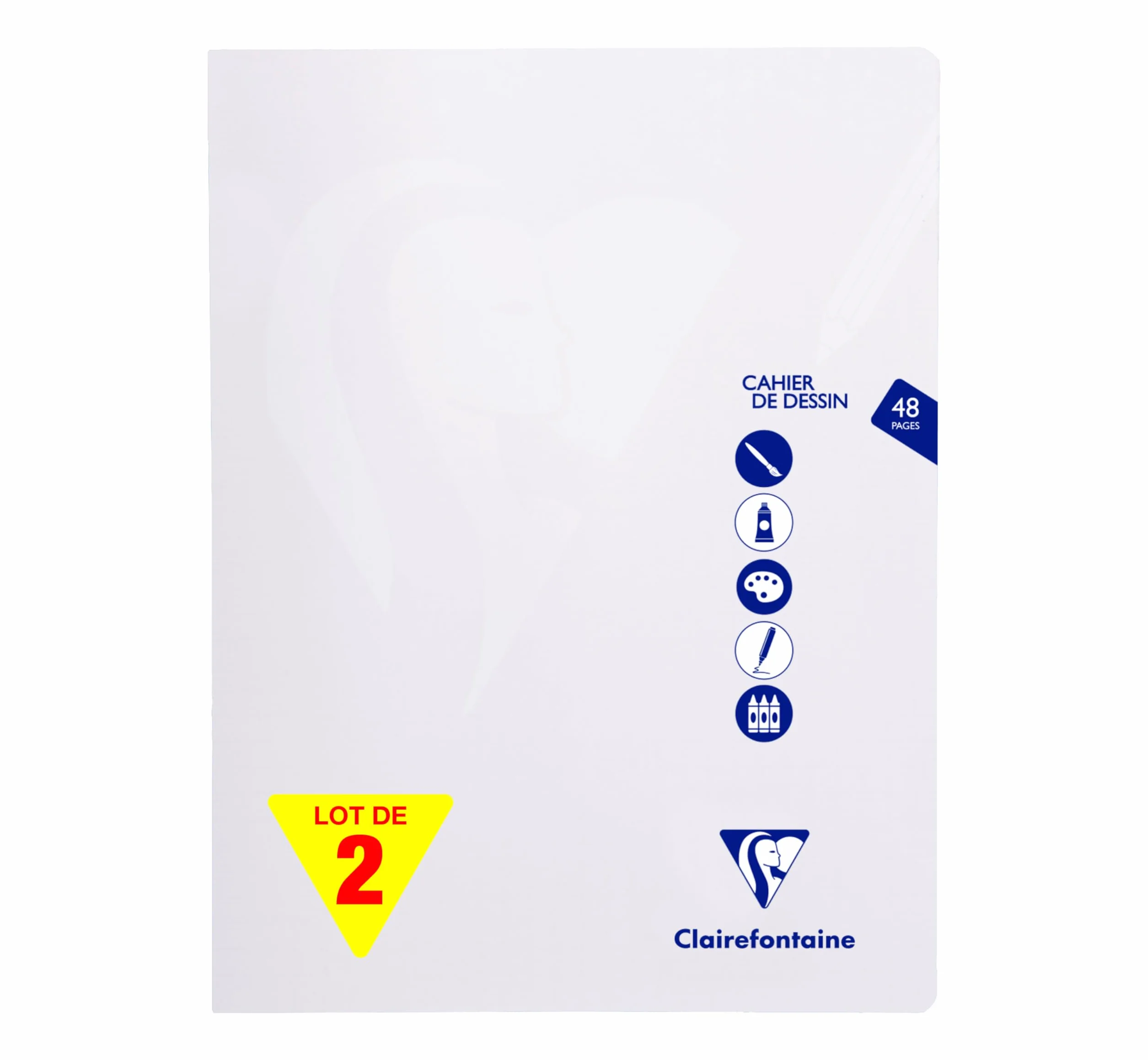 Clairefontaine 2 Cahiers Agrafés Dessin Mimesys 24x32 cm 48 Pages Unies Blanches Papier 125 g Couverture Polypro