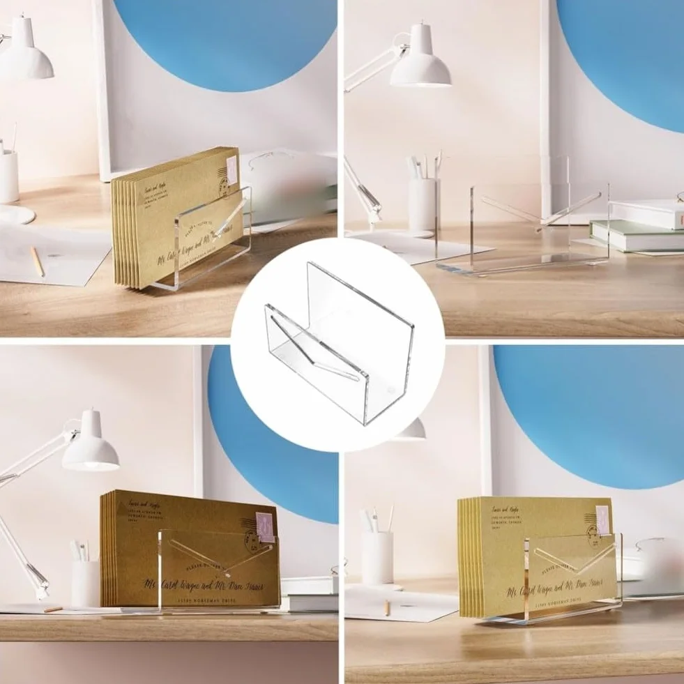 Organiseur de courrier acrylique transparent porte-lettres design compact