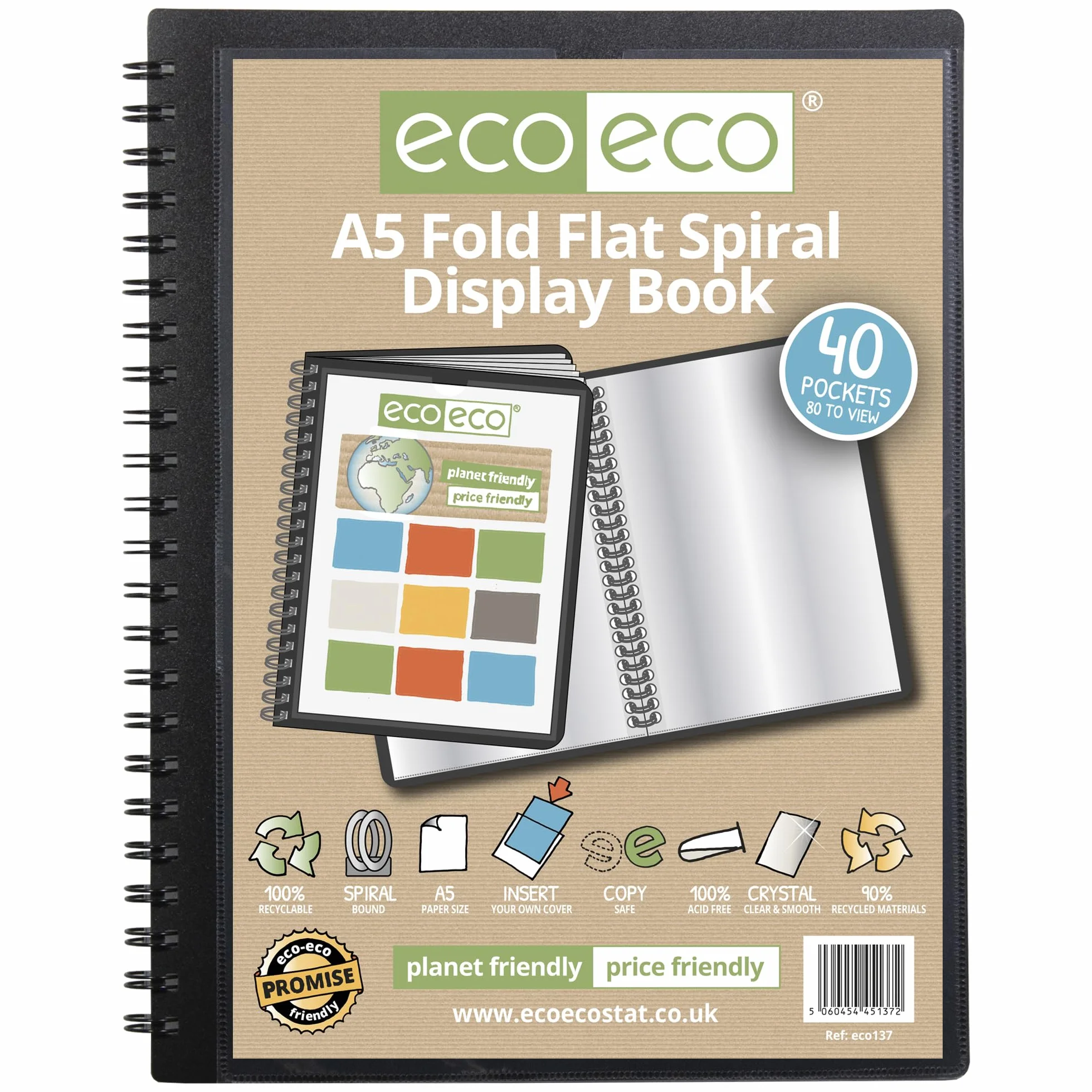 Eco137x2 Lot de 2 protège-documents A5 50% recyclés 40 pochettes