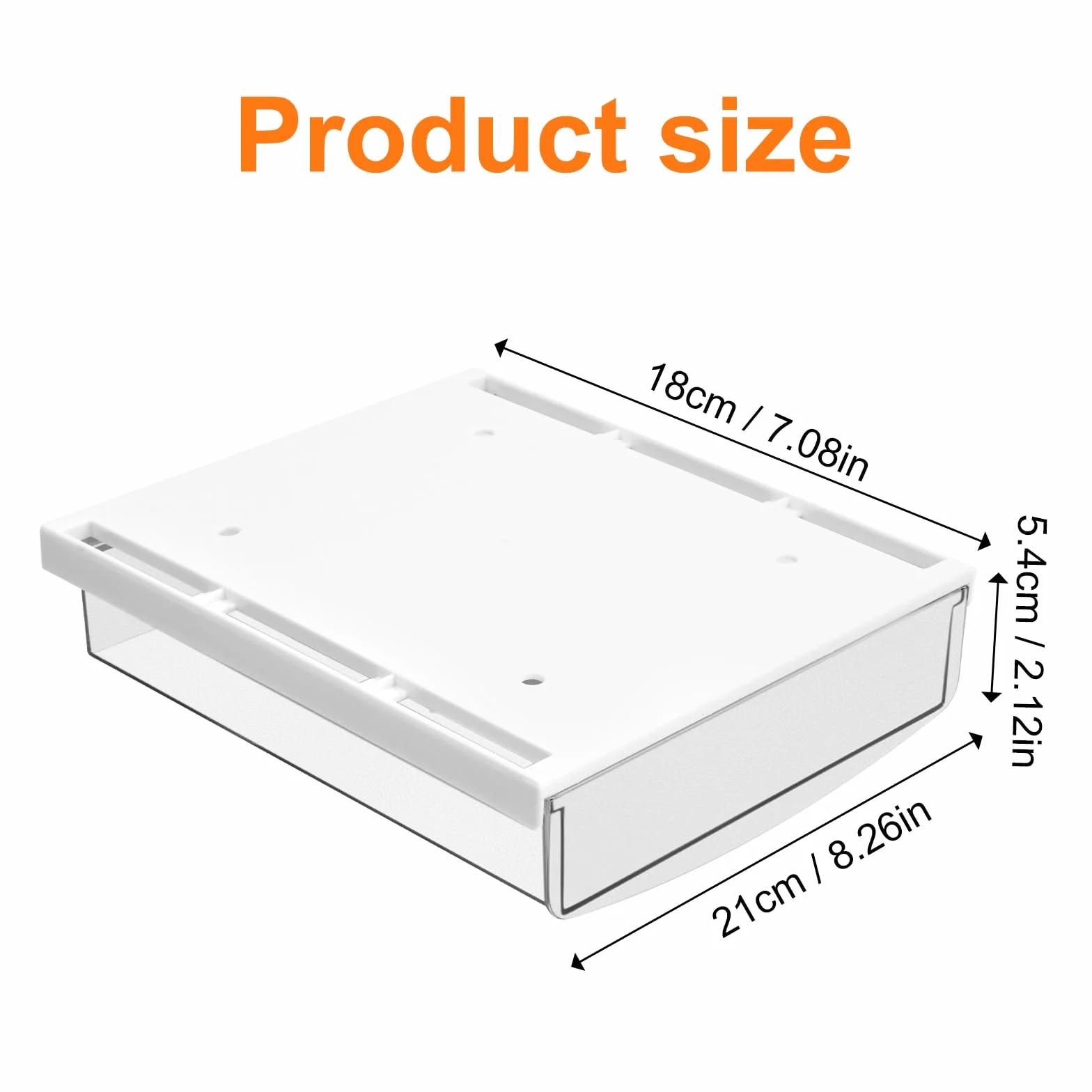Lot de 2 Tiroir Sous Bureau 21x18x5,4 cm Boîte de Rangement Blanc Mat