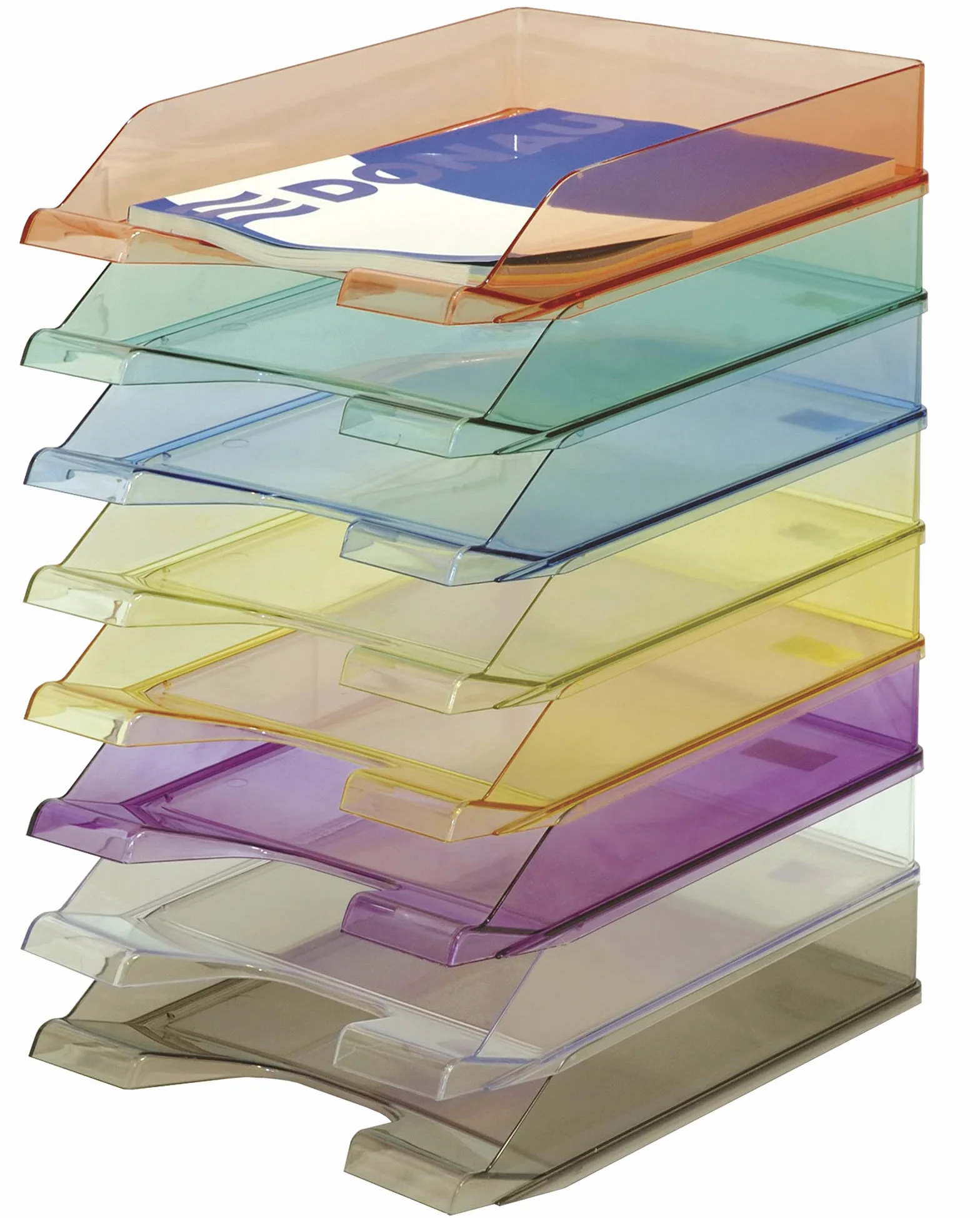 Donau Lot de 6 corbeilles à courrier Standard Transparent Format A4