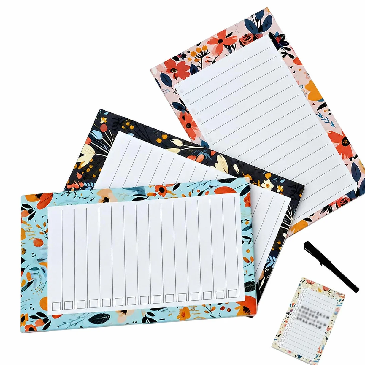 Blocs Notes Aimanté Magnétiques 4 Pièces, Planning Frigo Magnetique avec Boîte à Cocher, 9 x 15 cm, Carnet Liste de Choses à Faire