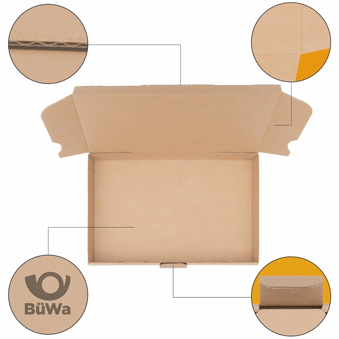 Boîtes postales grand format 160 x 110 x 50 mm Brun DIN A6 MB-1 Boîte d'expédition 500 pièces