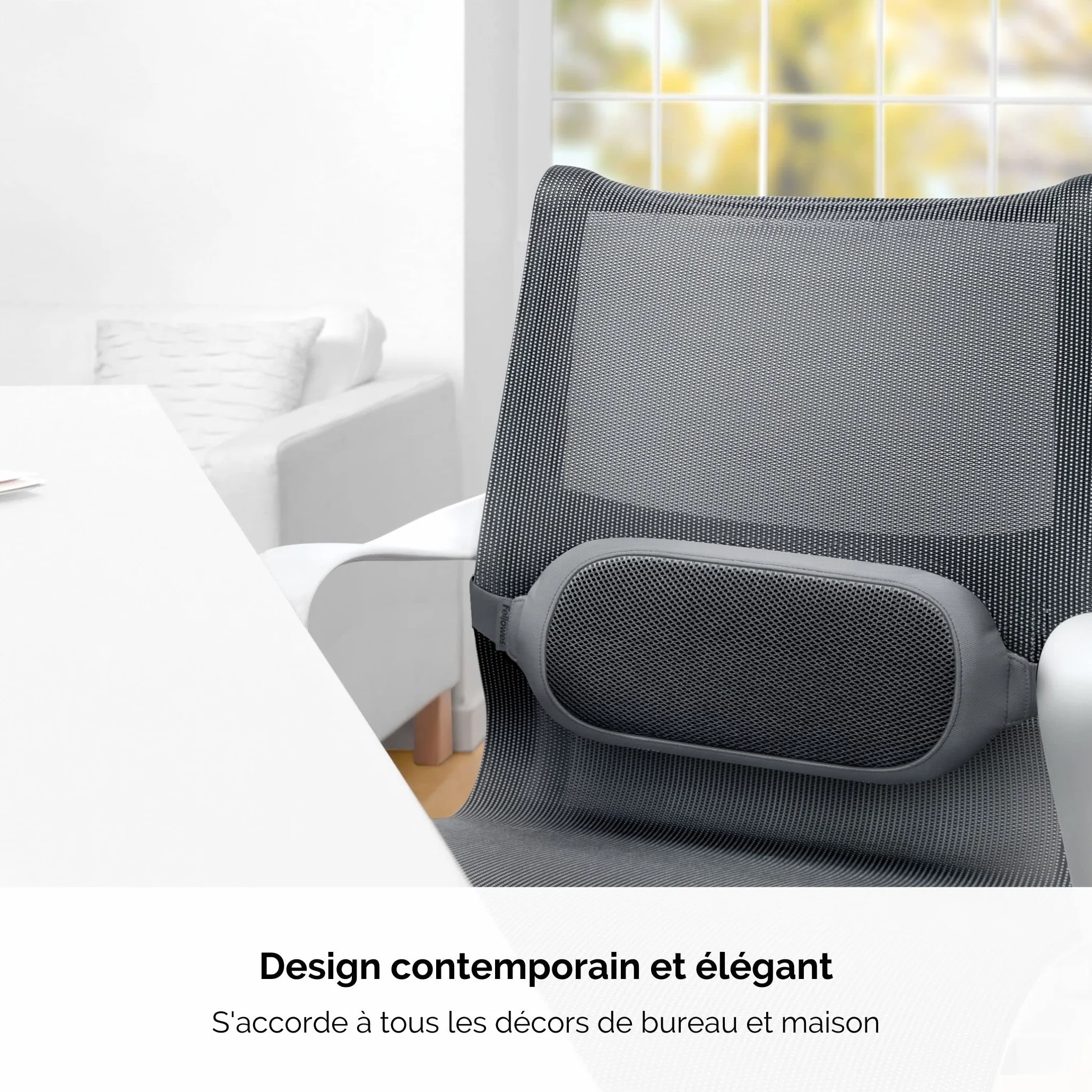 Fellowes I-Spire Organiseur de bureau support lombaire ergonomique mousse maille respirante Gris clair foncé