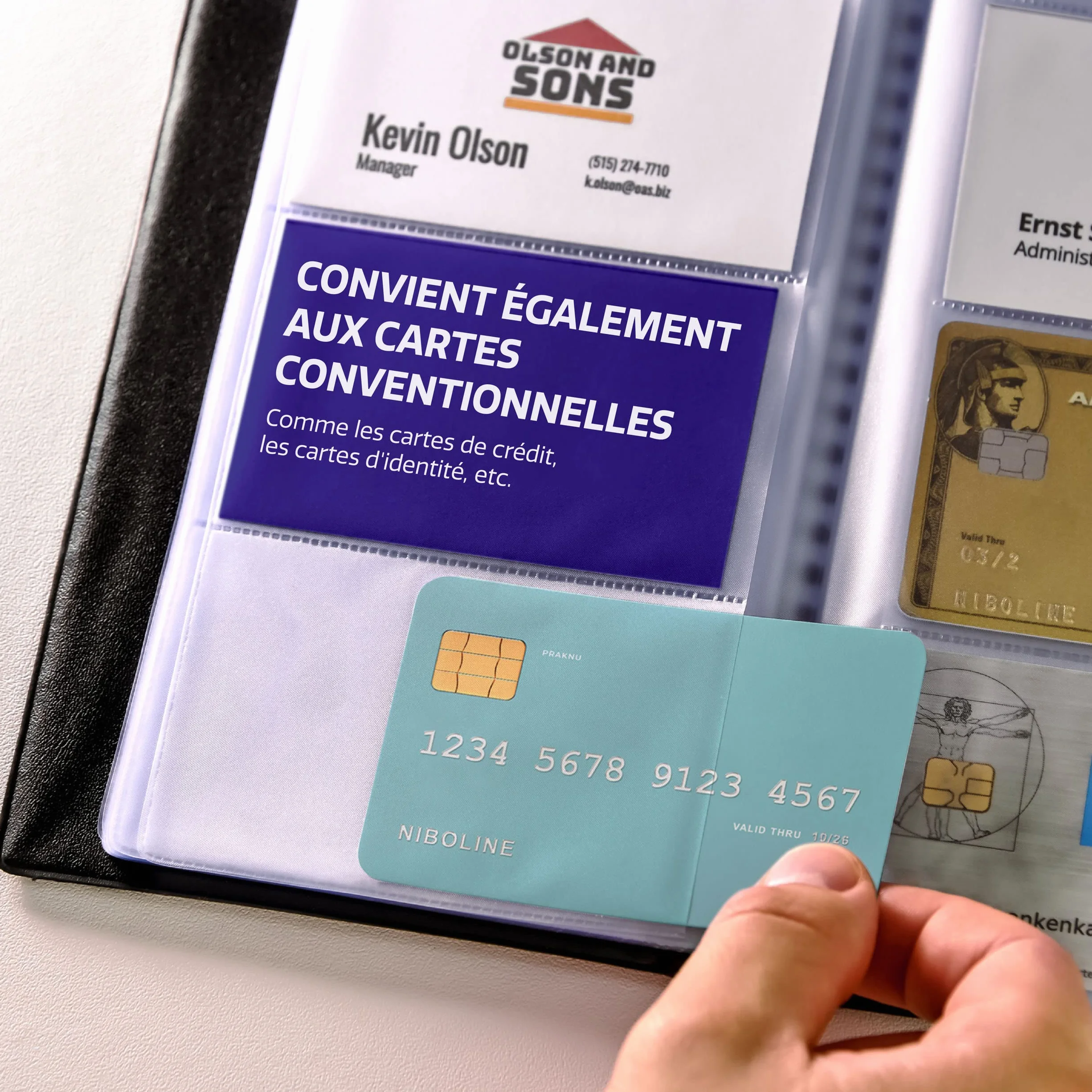 Praknu Porte Cartes de Visite pour 480 Cartes - Rangement Carte de Visite Transparent Professionnel