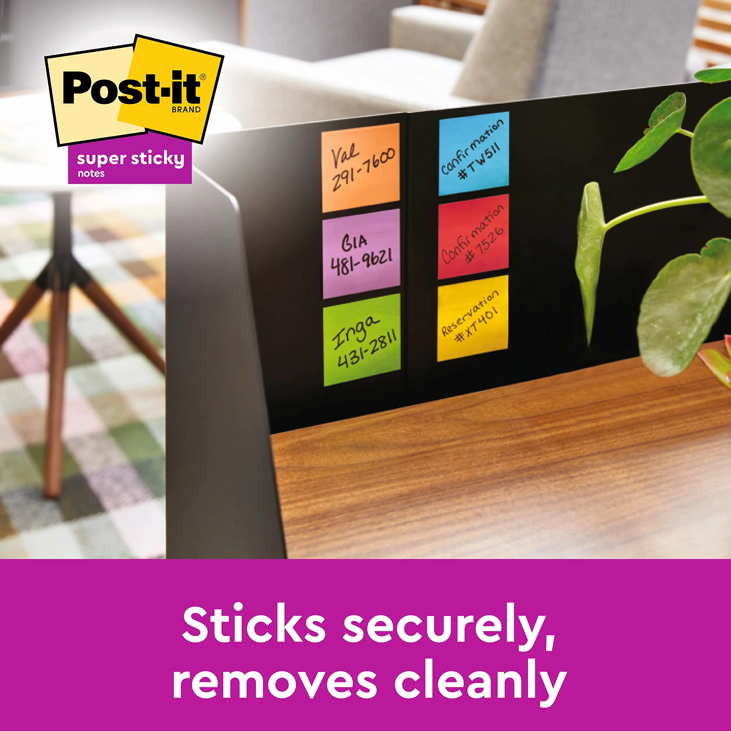 Post-it Z-Notes Autocollantes Super Sticky, 8 Blocs + 4 Gratuits, 90 Feuilles, 76 mm x 76 mm