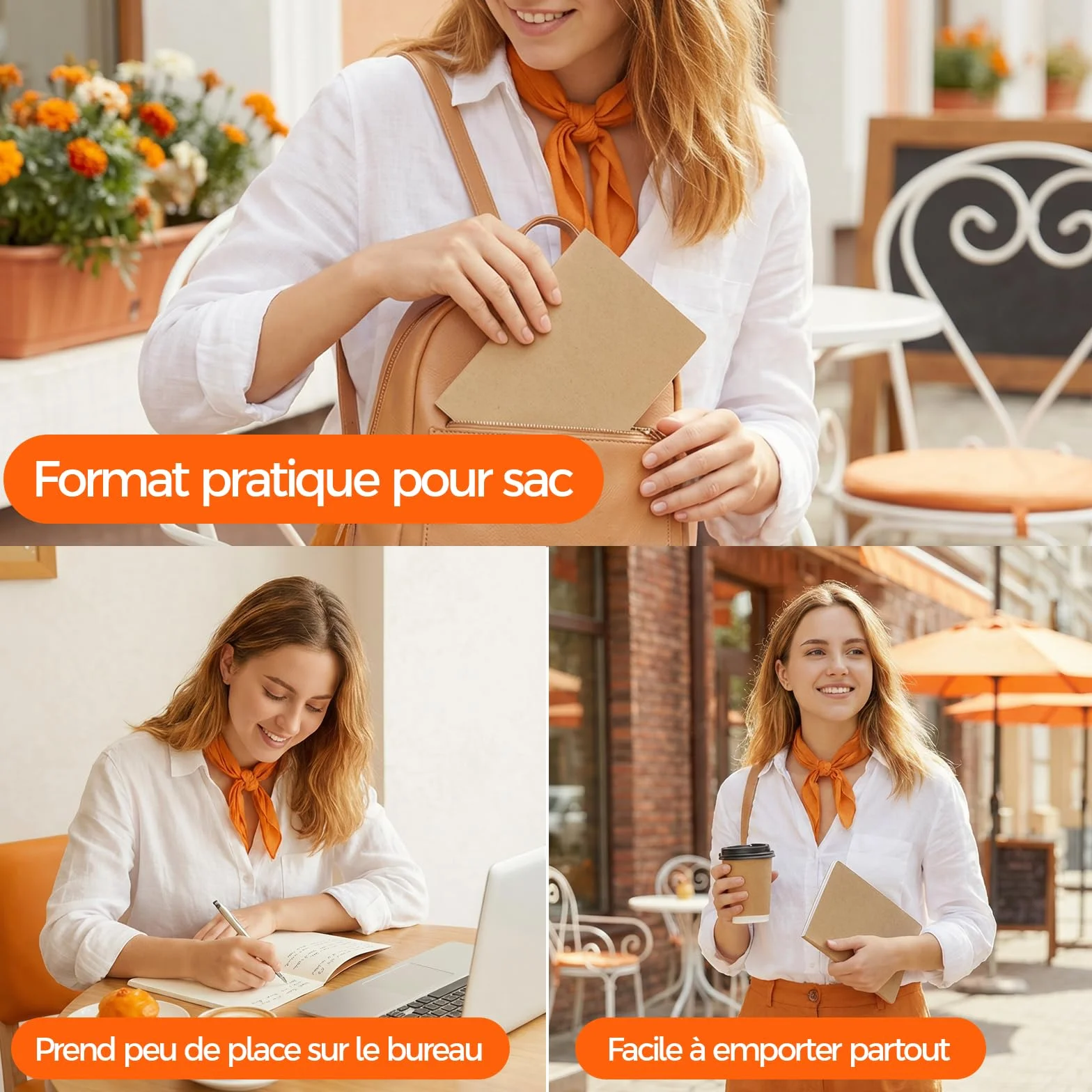 Carnets Kraft A5 Lot de 5, 60 Pages Vierges 21x14 cm, Cahiers Couverture Naturelle