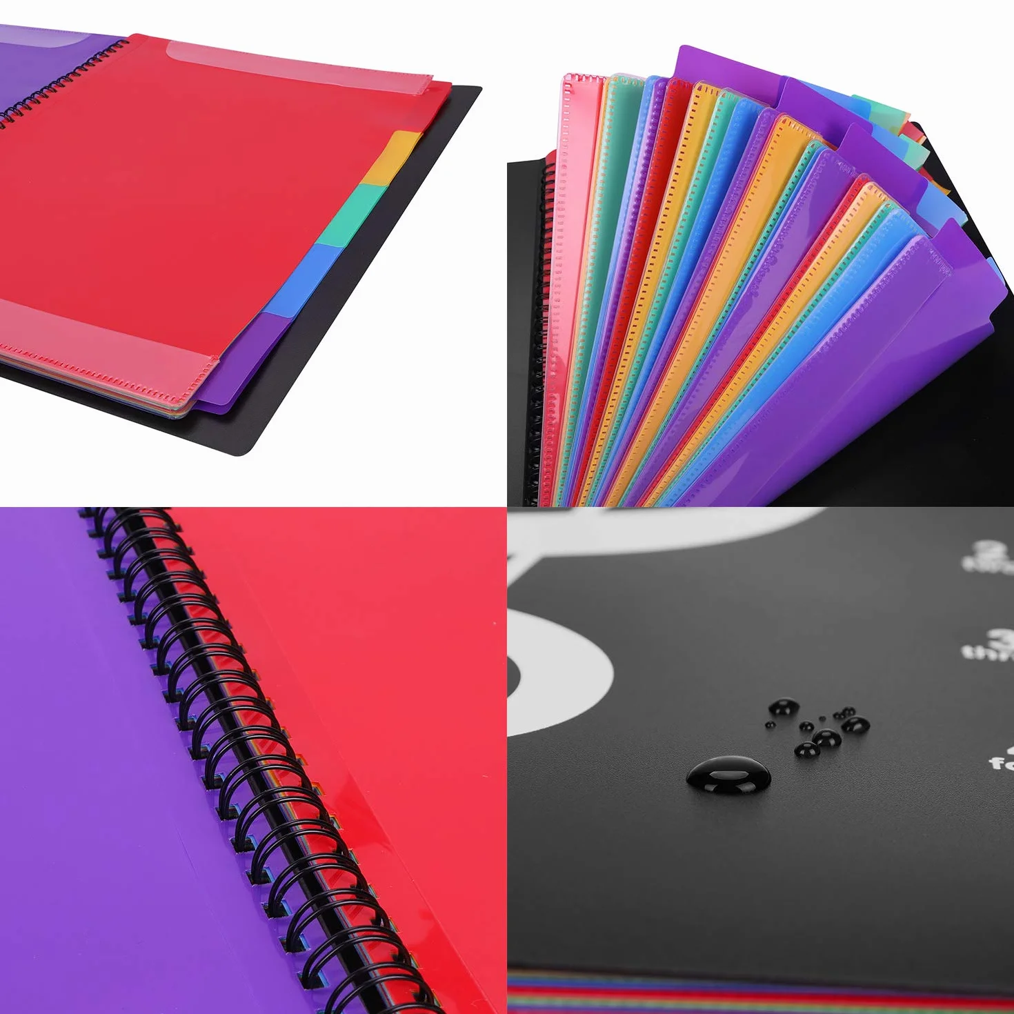 LONTG A4 Dossier Imperméable Cahier Spiral Partition Musique Trieur Extensible 20 Feuilles Classeur Documents Bureau
