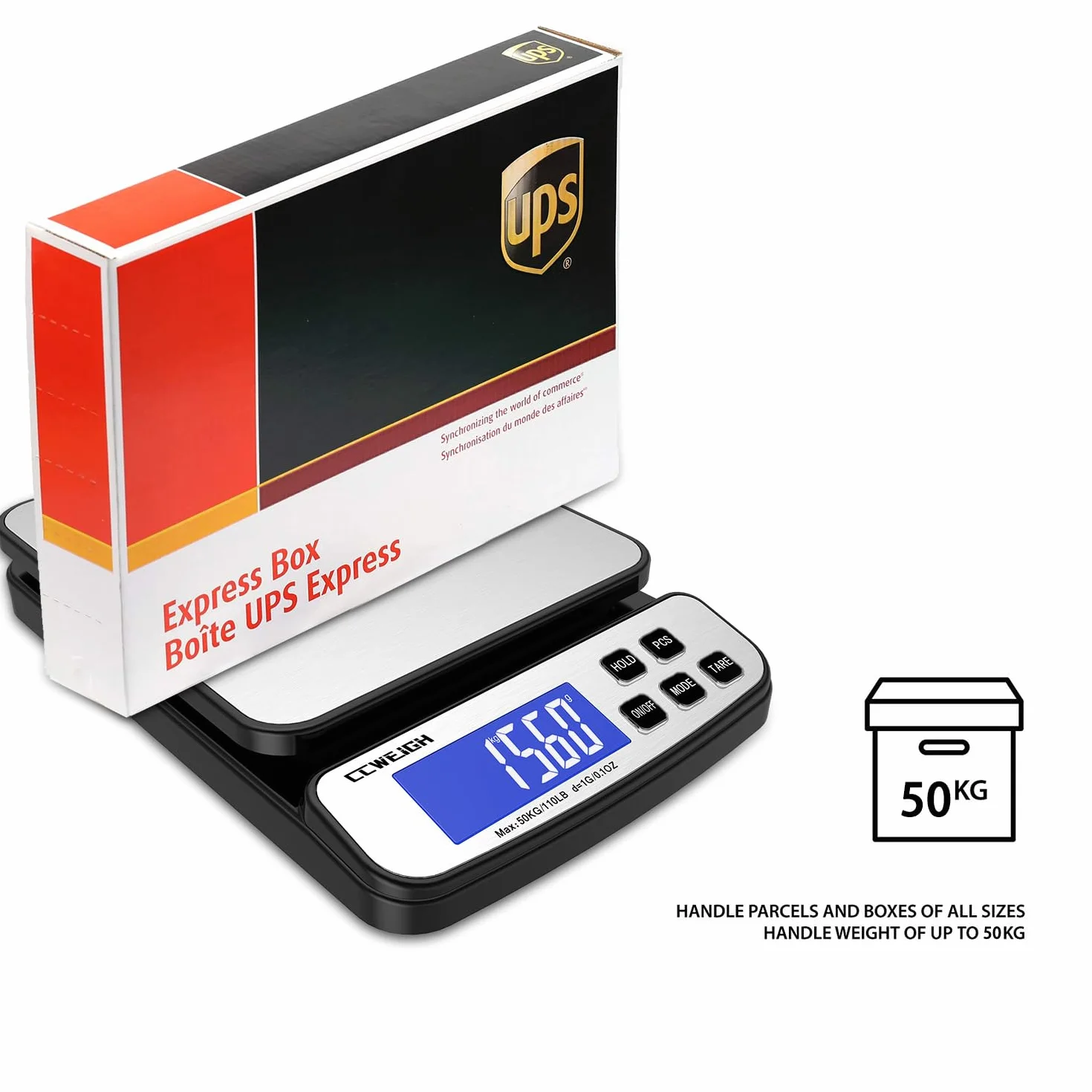 Digital Shipping Scale 110lb x 1g with Hold & Piece Counting Function