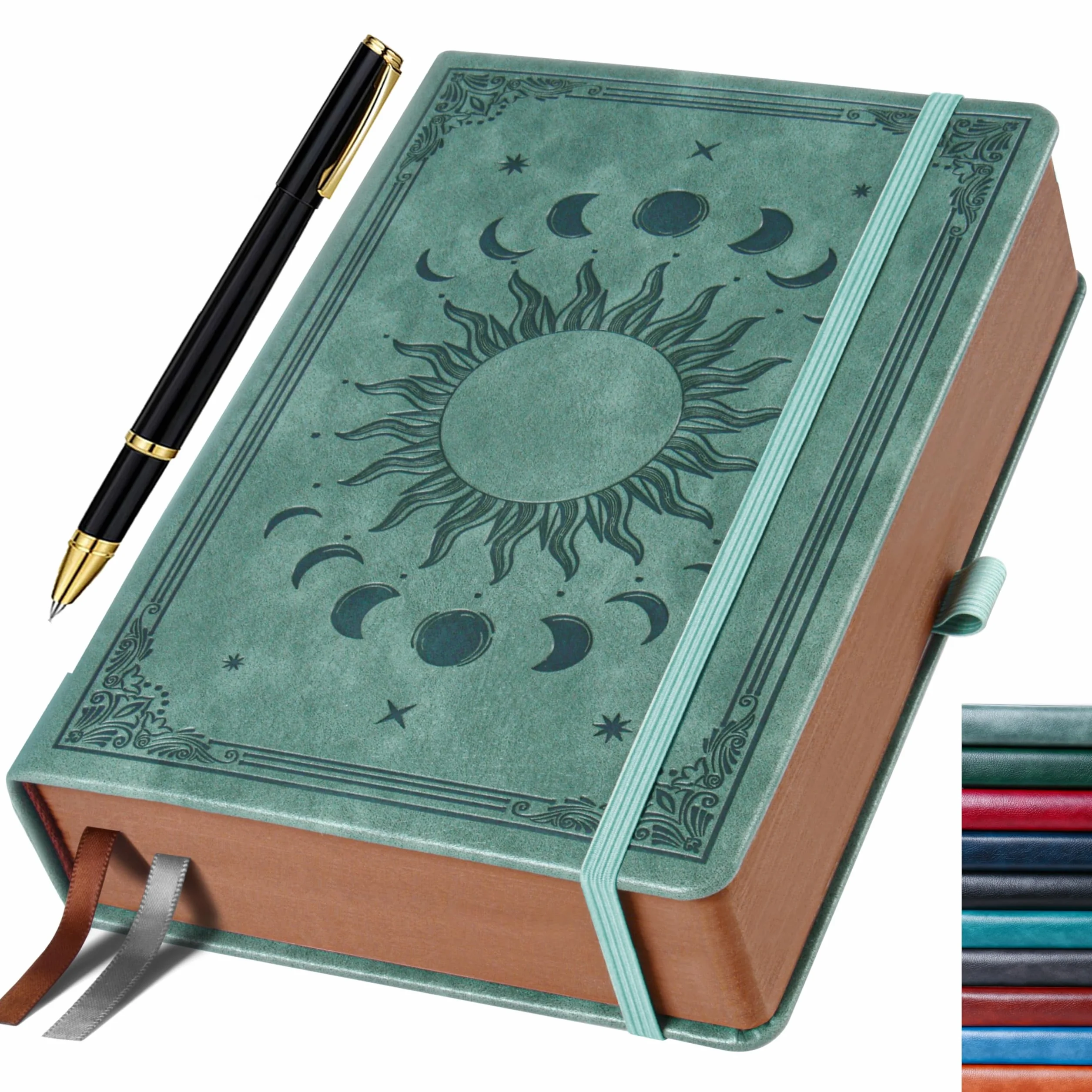 Carnet de Notes A5 Cuir PU 360 Pages 100g/m² Ligné Gris Premium avec Stylo